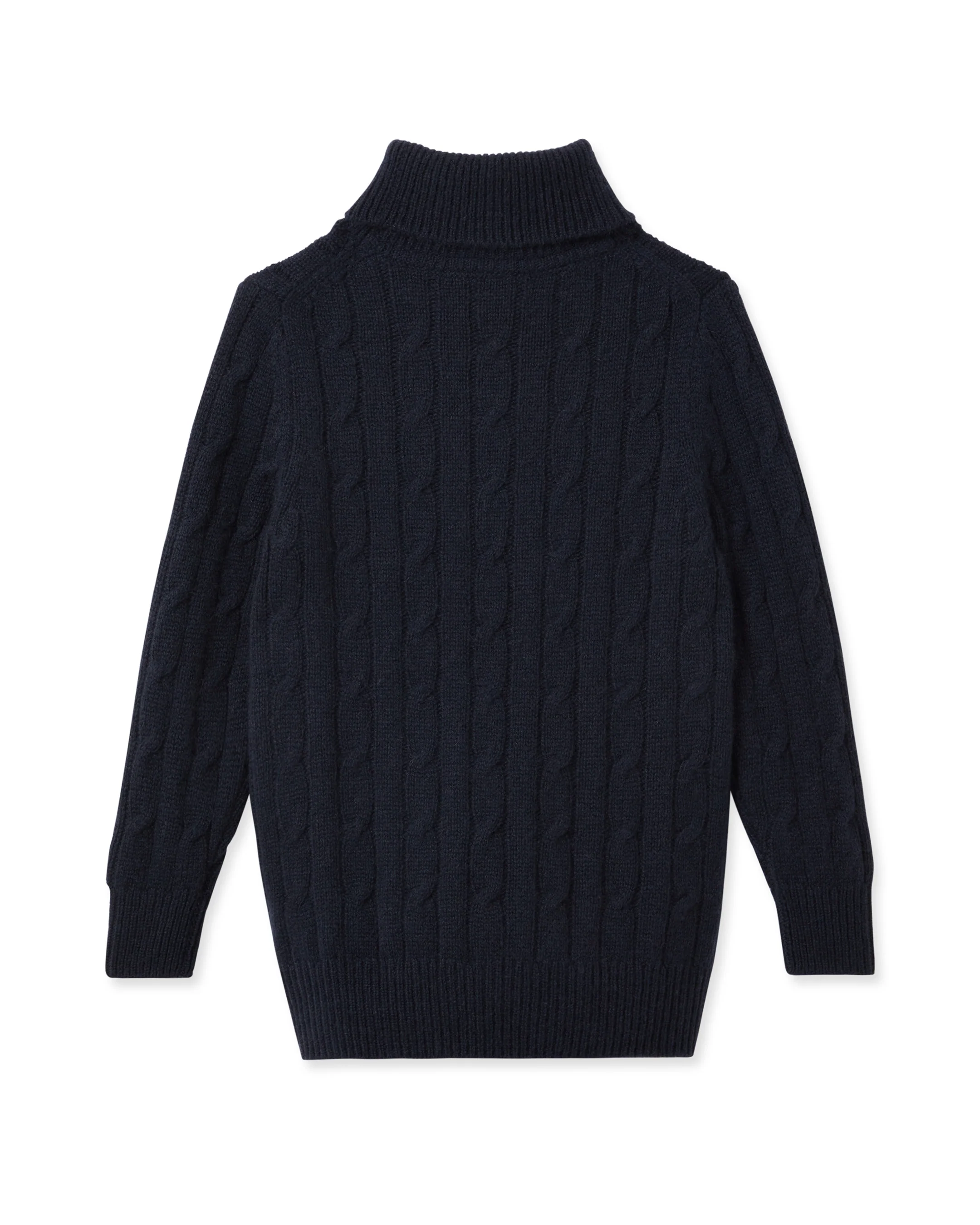 Boys Cable Roll Neck Cashmere Jumper Navy Blue - Image 2