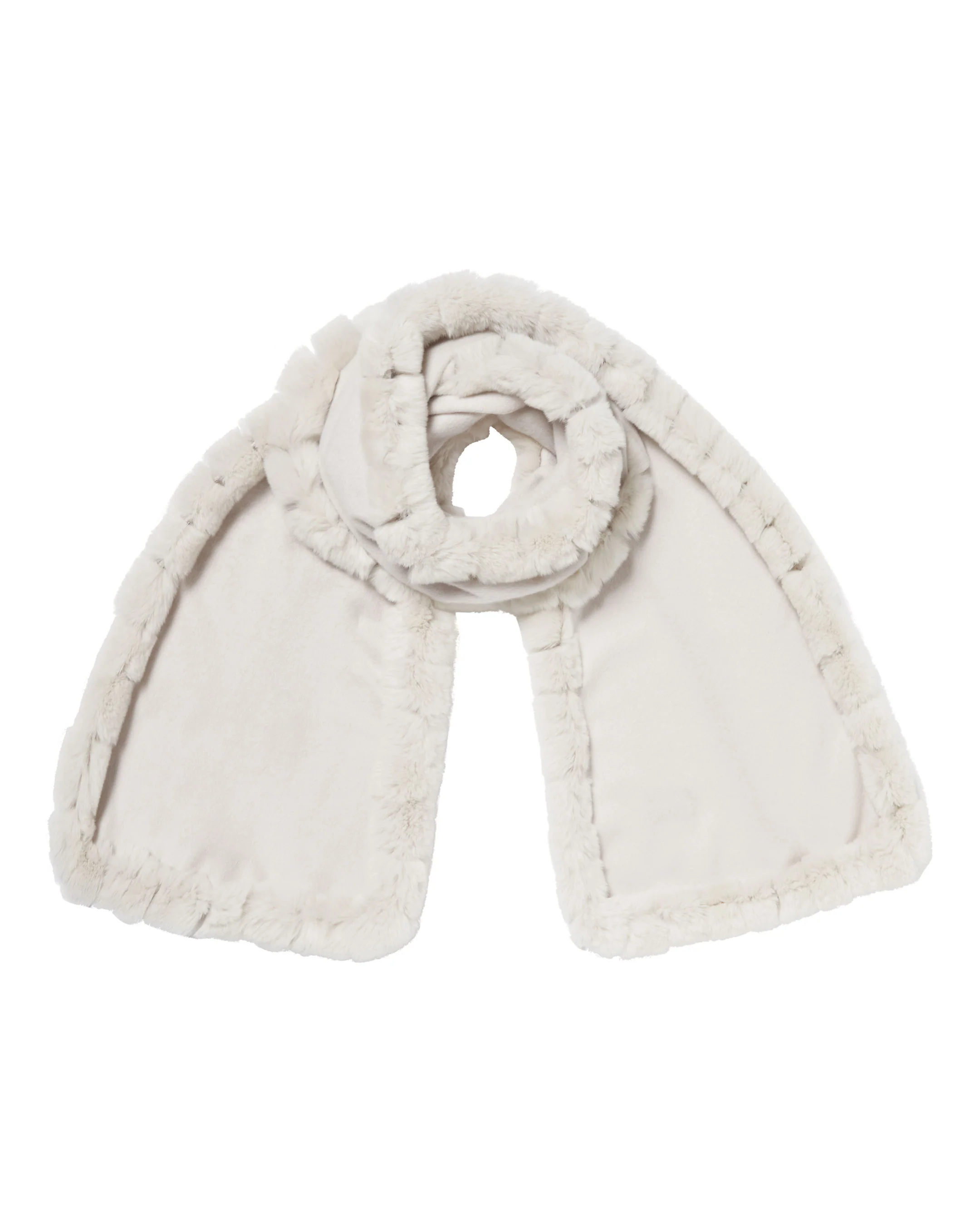 Women's Meribel Woven Fur Trim Scarf Snow Grey