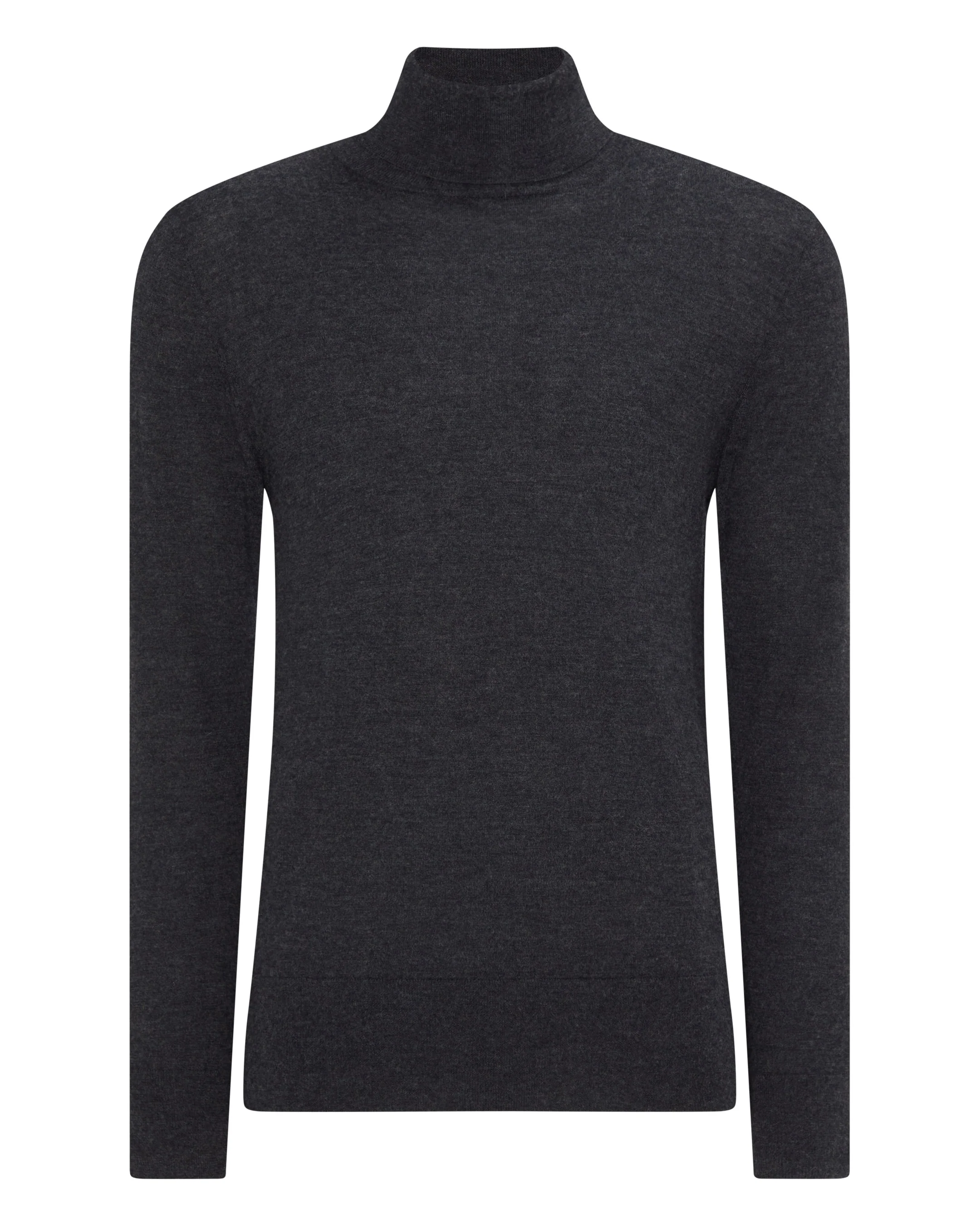 Men's Pimlico Fine Gauge Cashmere Roll Neck Jumper Dark Charcoal Grey - Image 2