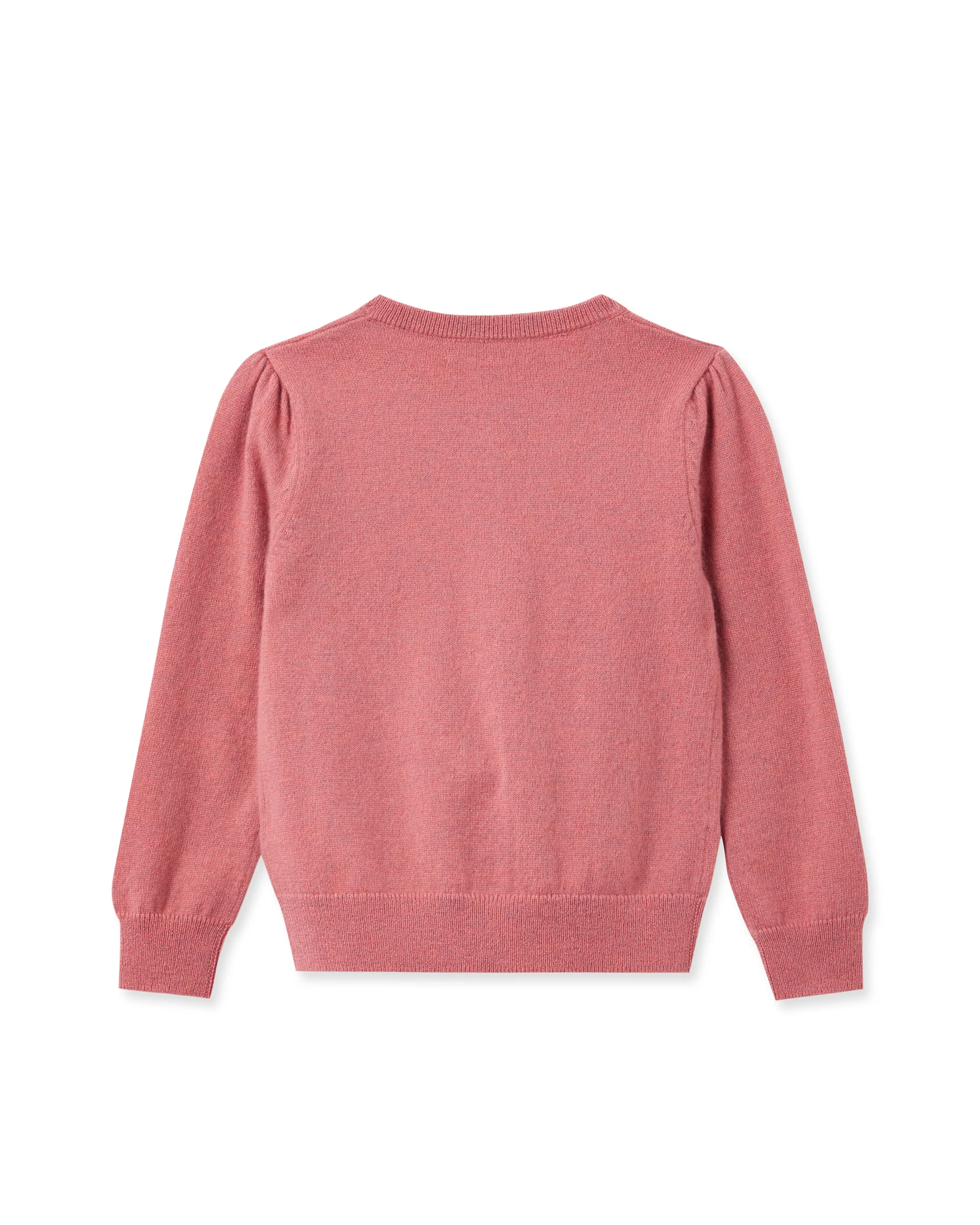 Girls Round Neck Cashmere Cardigan Heather Pink - Image 2