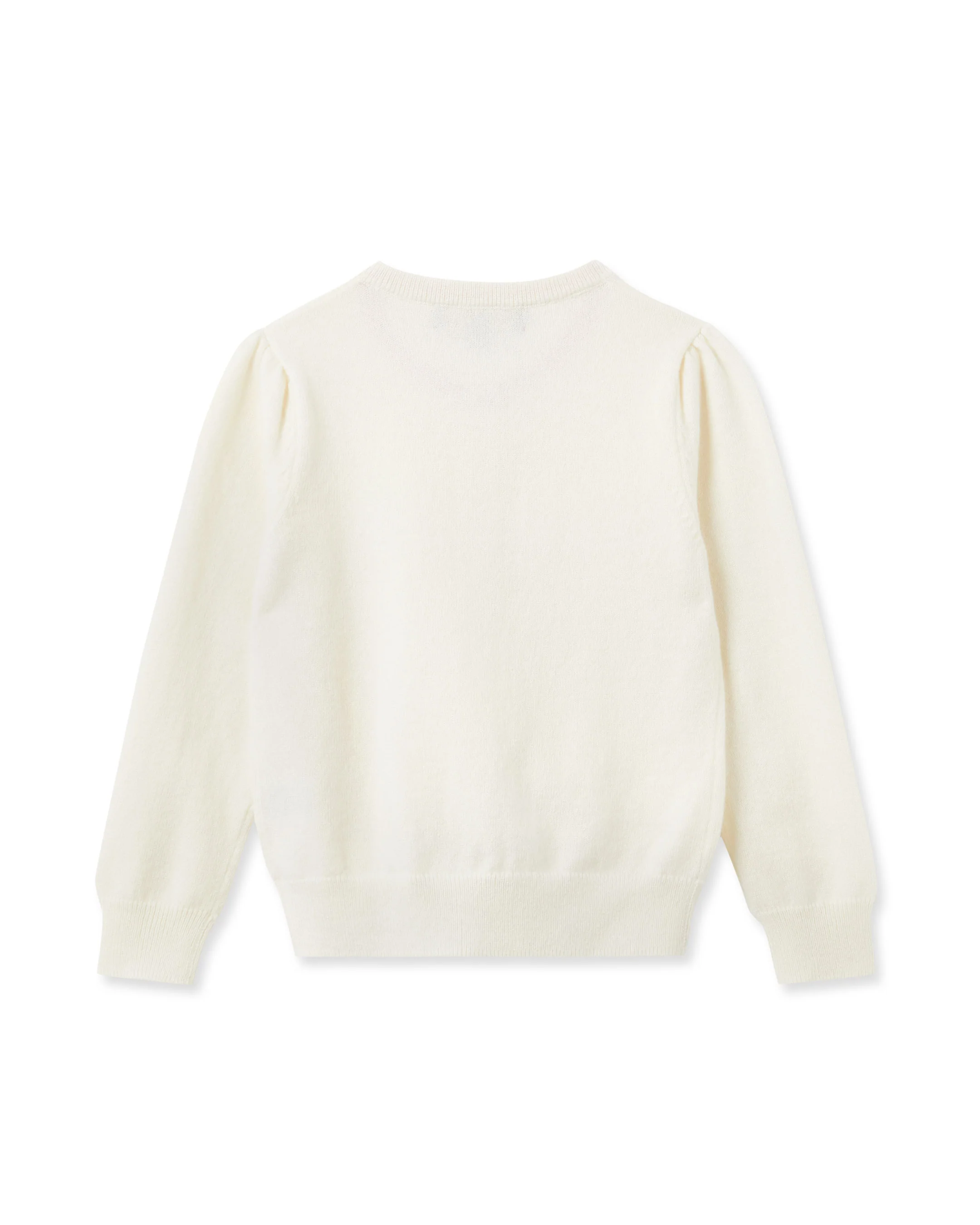 Girls Round Neck Cashmere Cardigan New Ivory White - Image 2