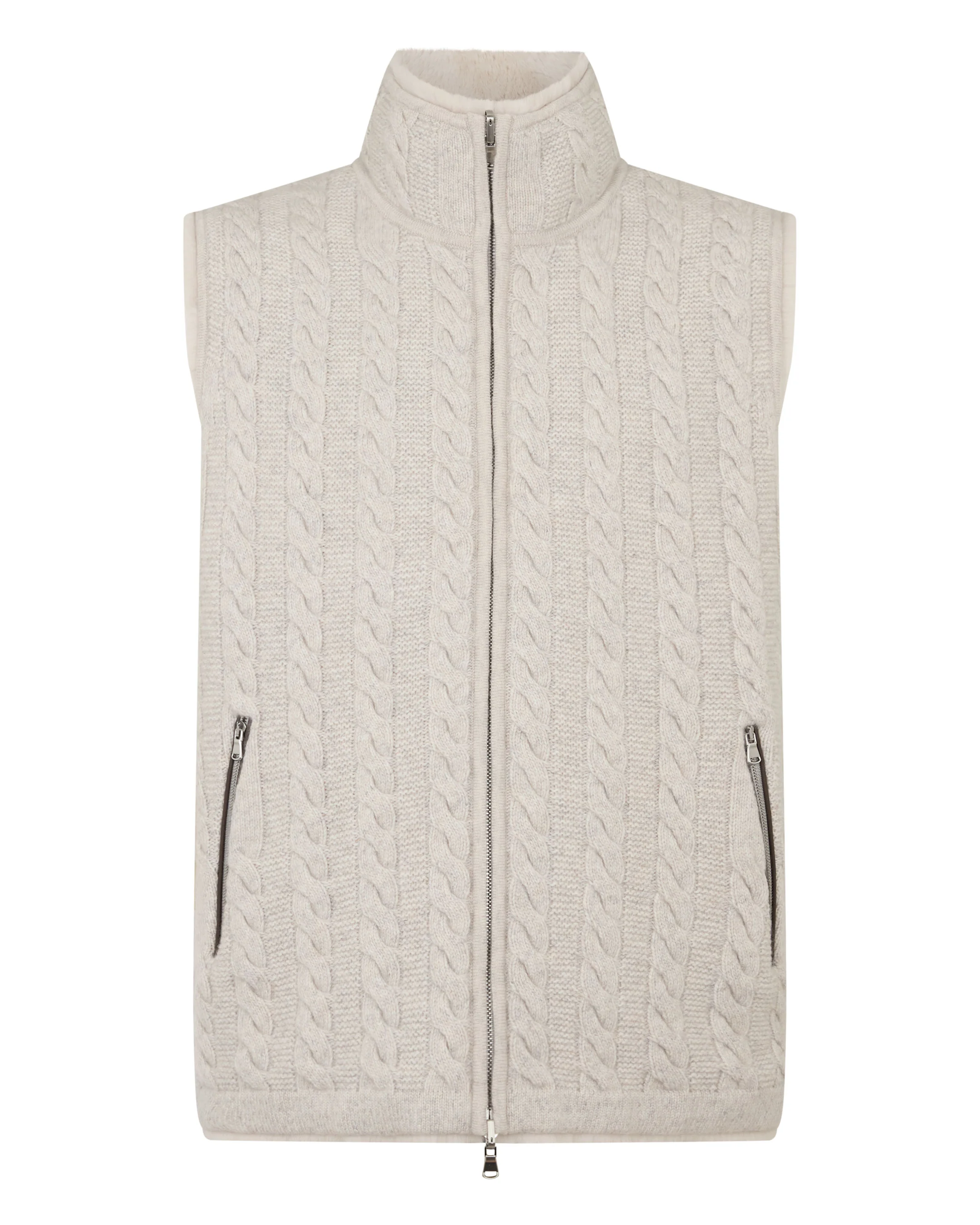 Men's Dolomiti Cable Fur Gilet Ash Grey Marl - Image 2