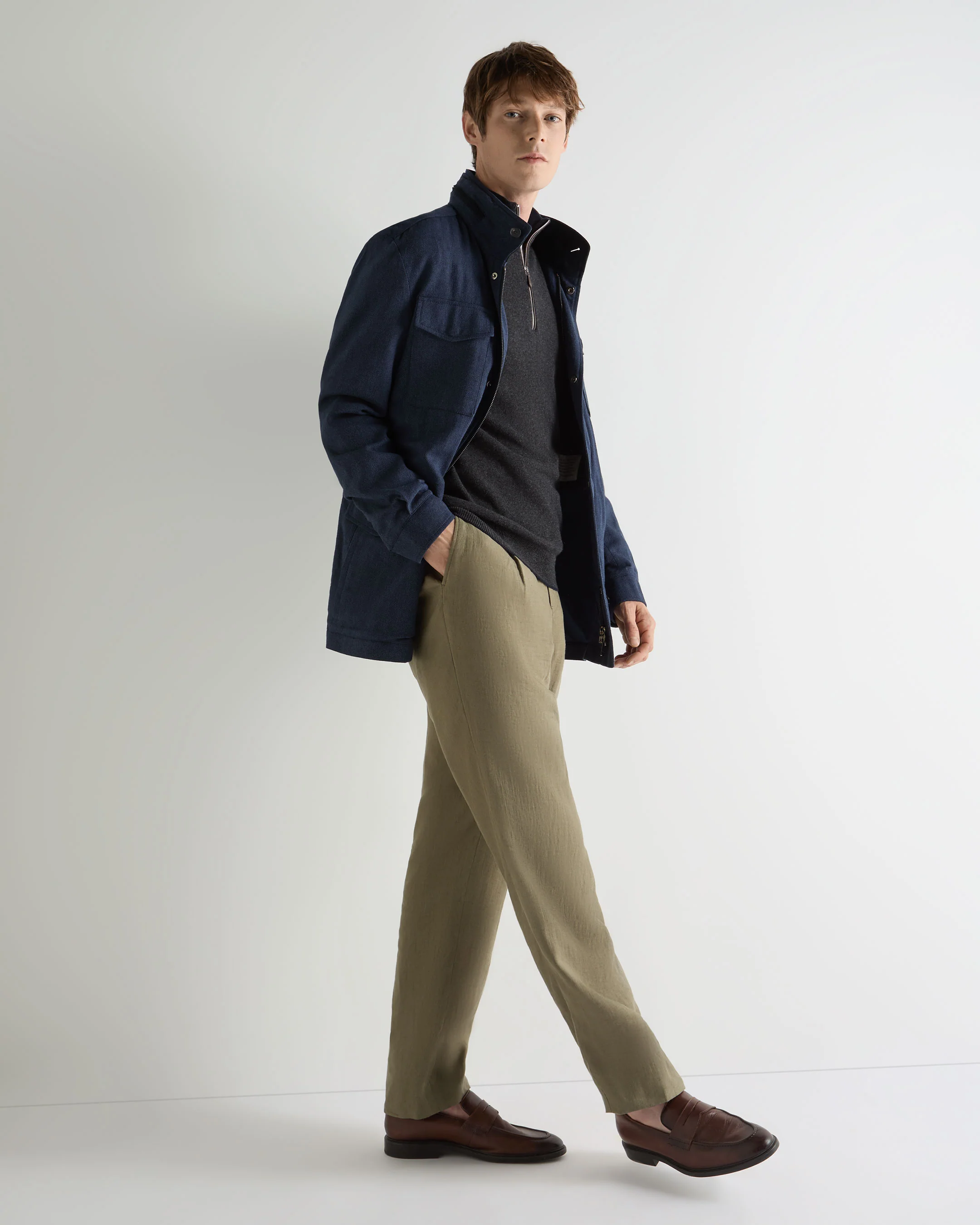 Men's Carnaby Half Zip Cashmere Jumper Deep Charcoal Grey - Image 3