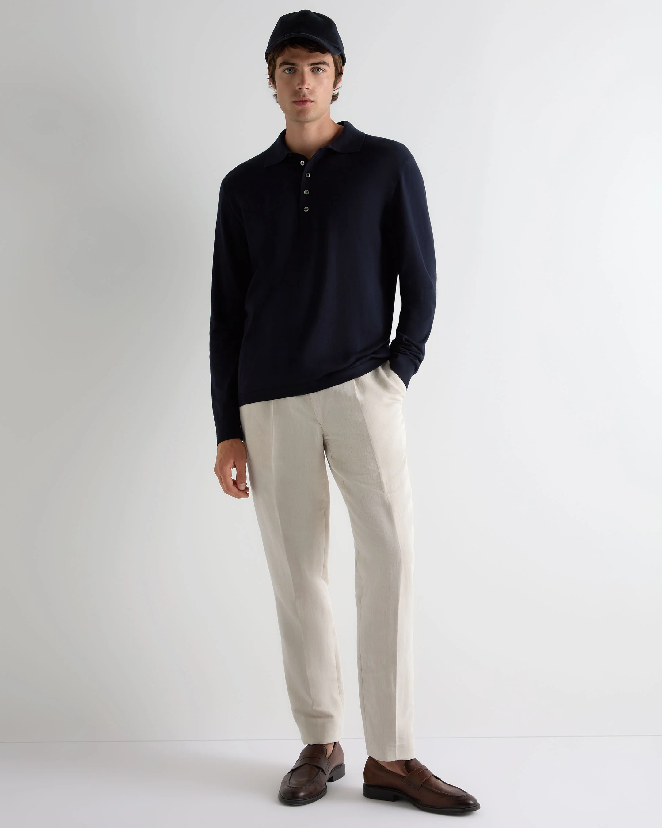 Men's Cotton Polo Shirt Navy Blue - Image 3