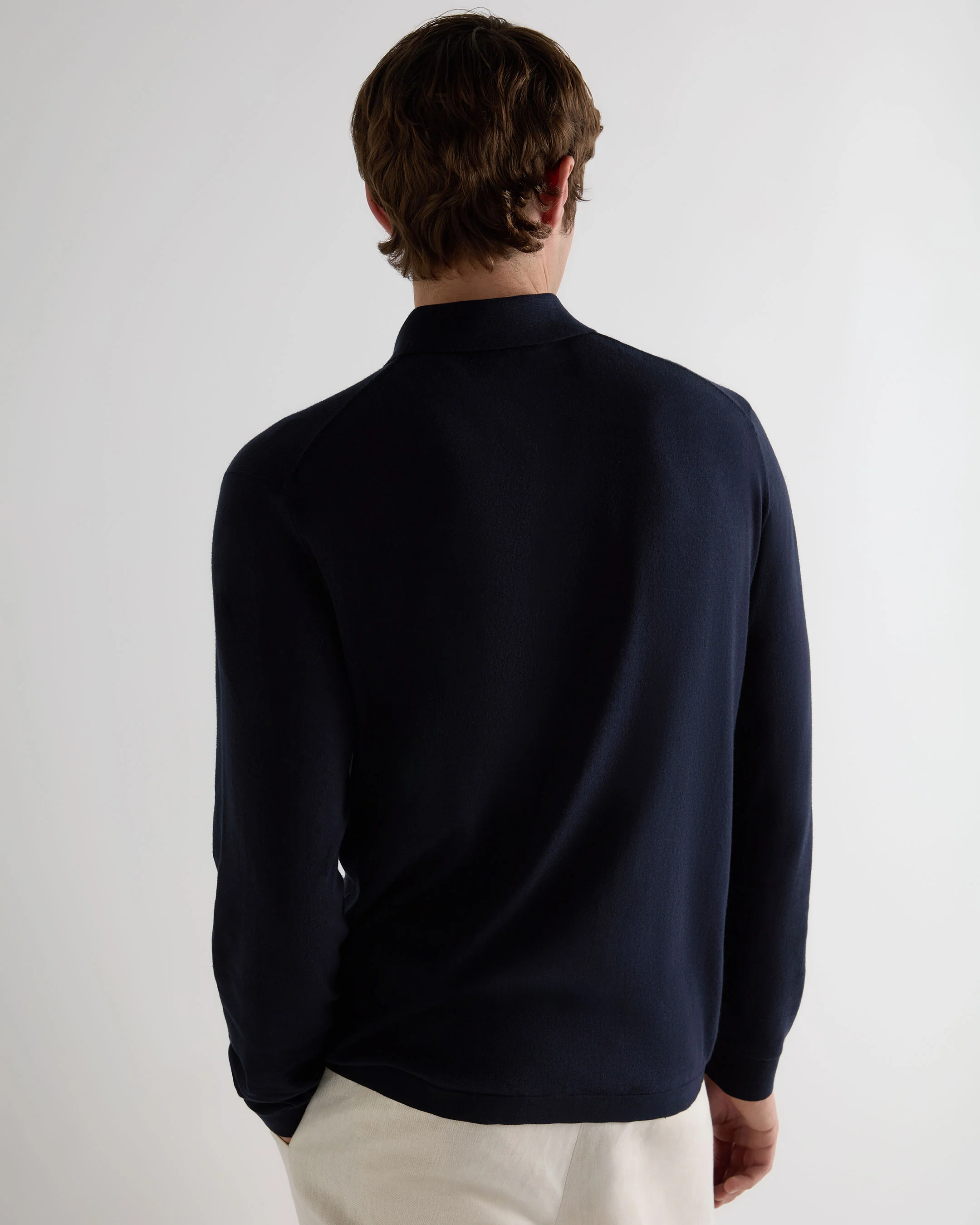 Men's Cotton Polo Shirt Navy Blue - Image 4