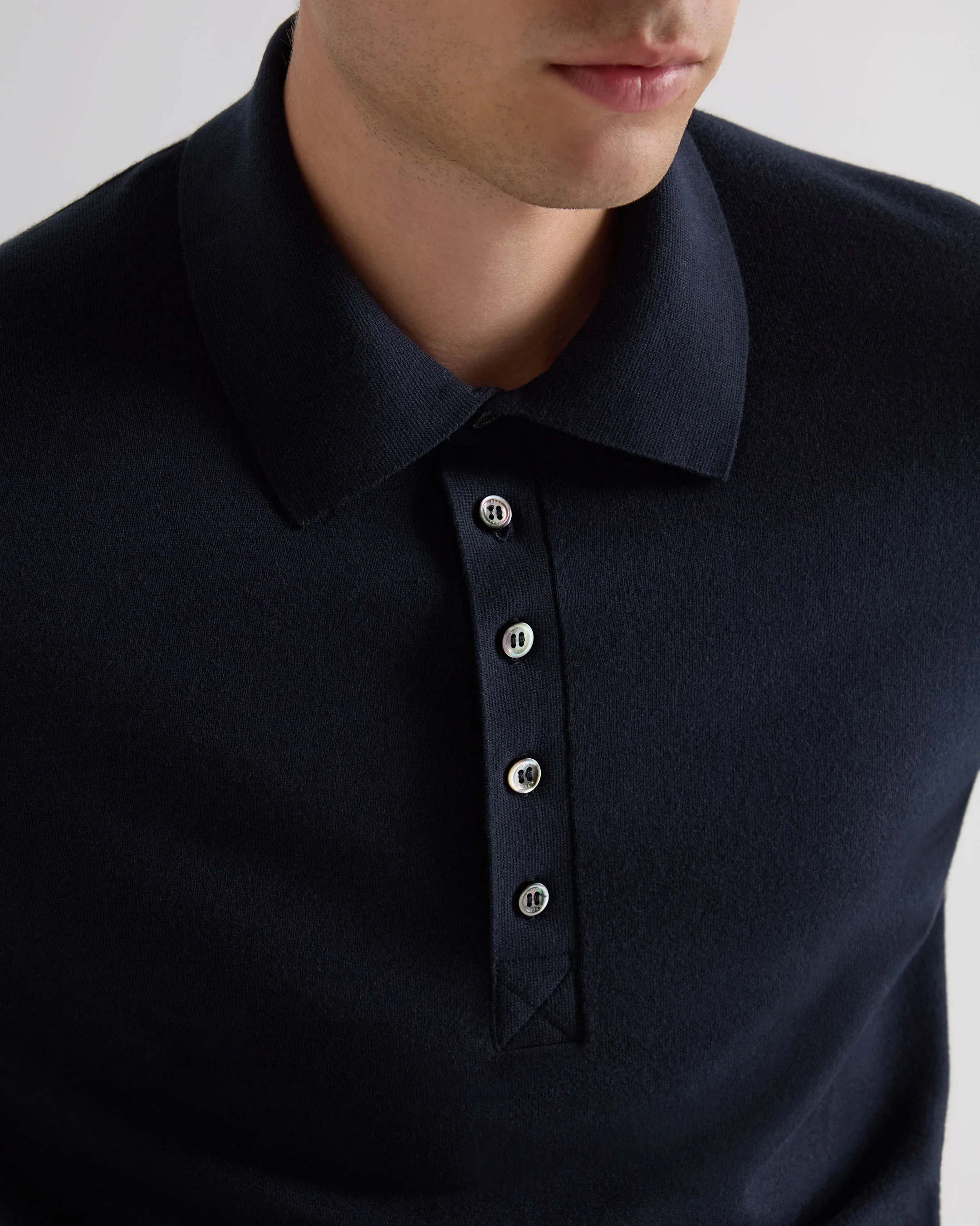 Men's Cotton Polo Shirt Navy Blue - Image 5