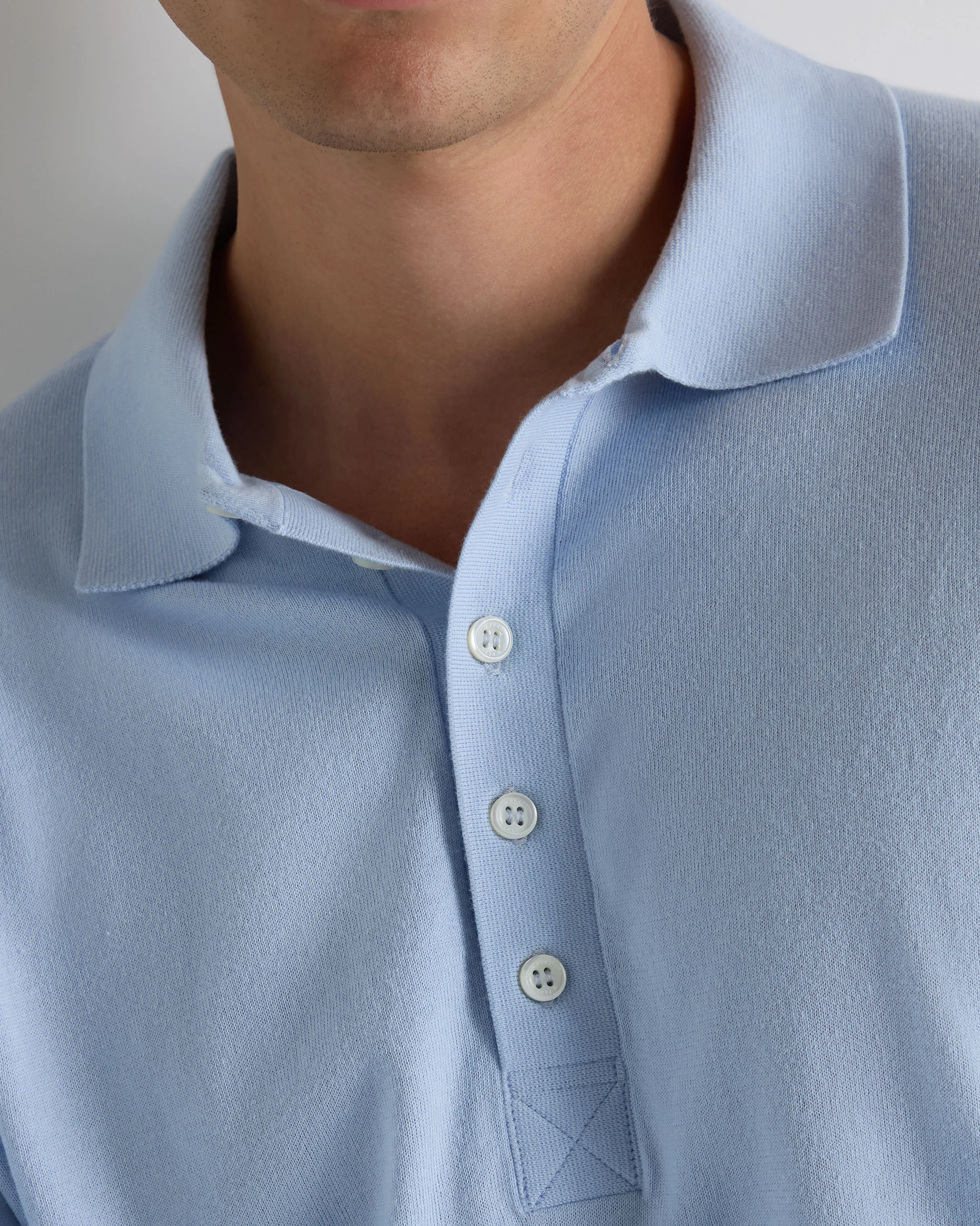 Men's Cotton Polo Shirt Sea Mist Blue - Image 5