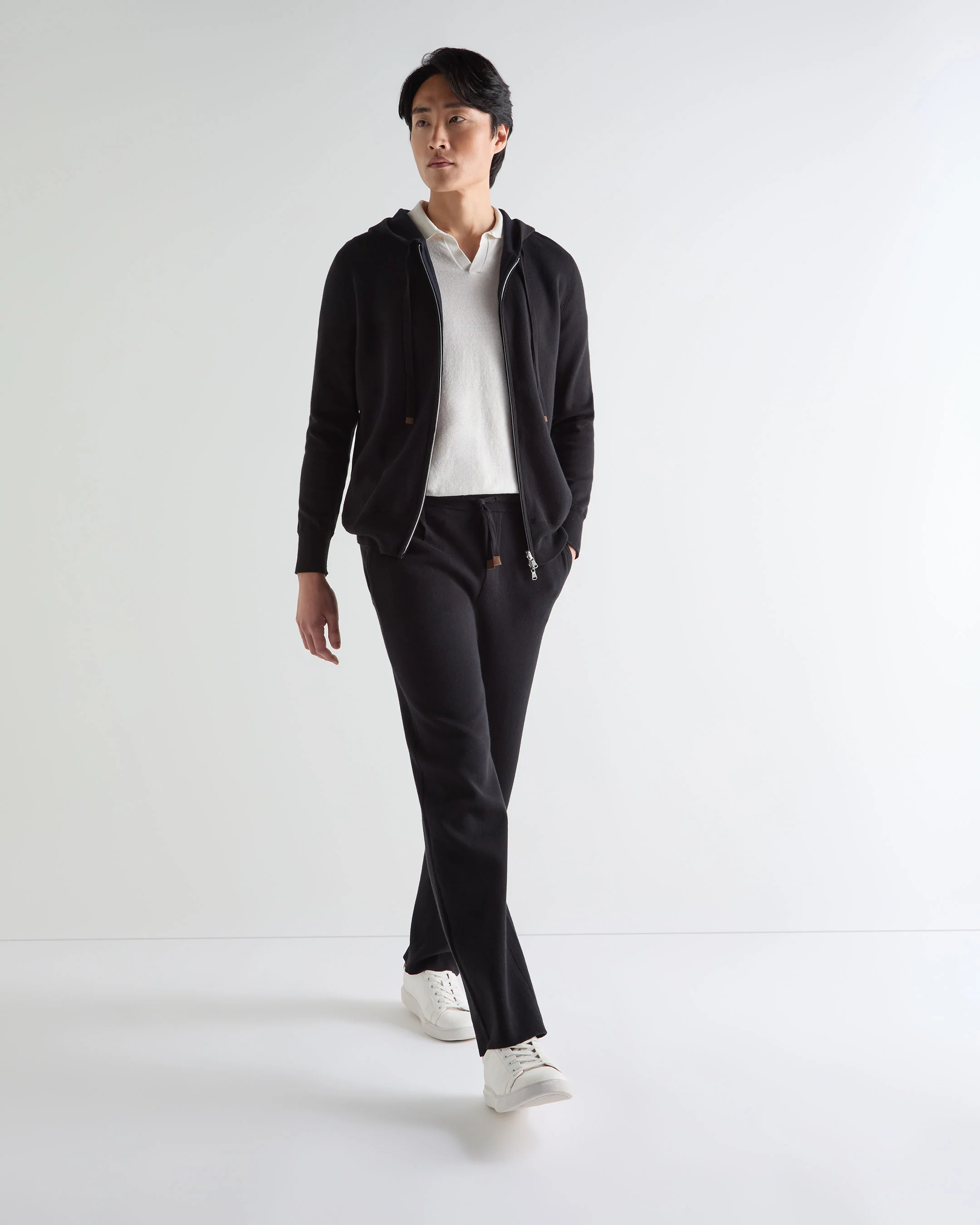 Men's Double Face Cotton Blend Trousers Black - Image 3