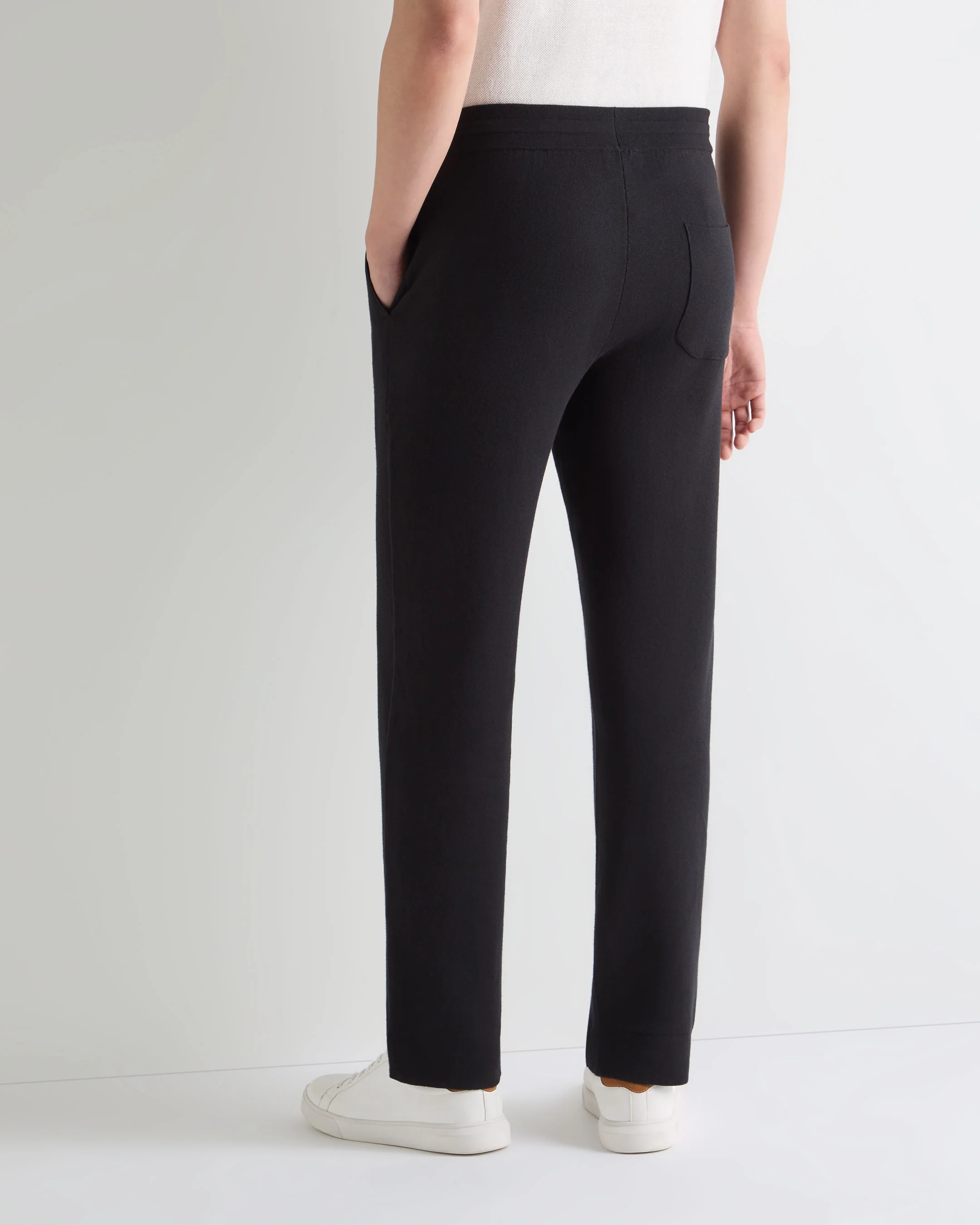 Men's Double Face Cotton Blend Trousers Black - Image 4