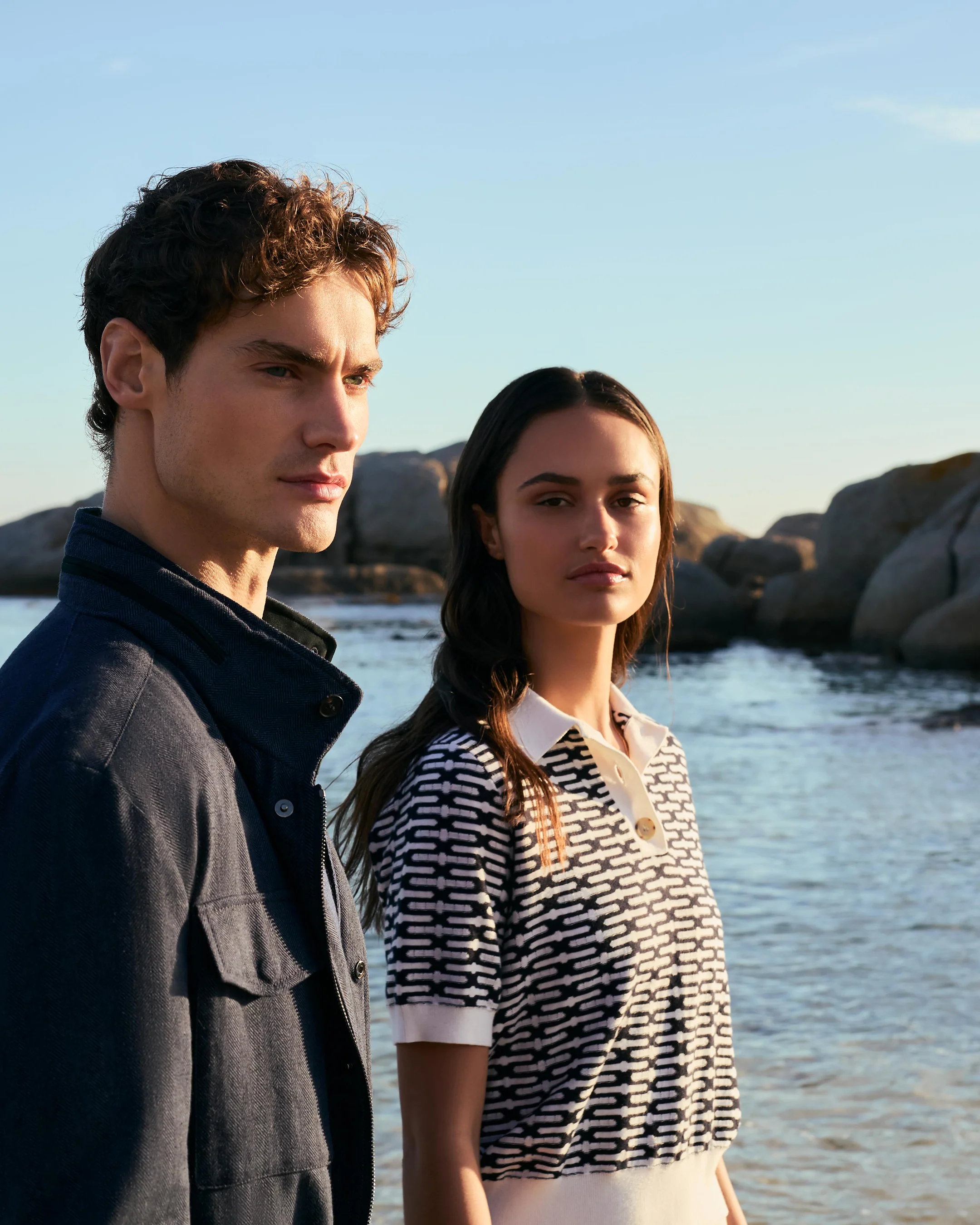 Women's Harlow Jacquard Cotton Cashmere Polo Navy Blue - Image 6