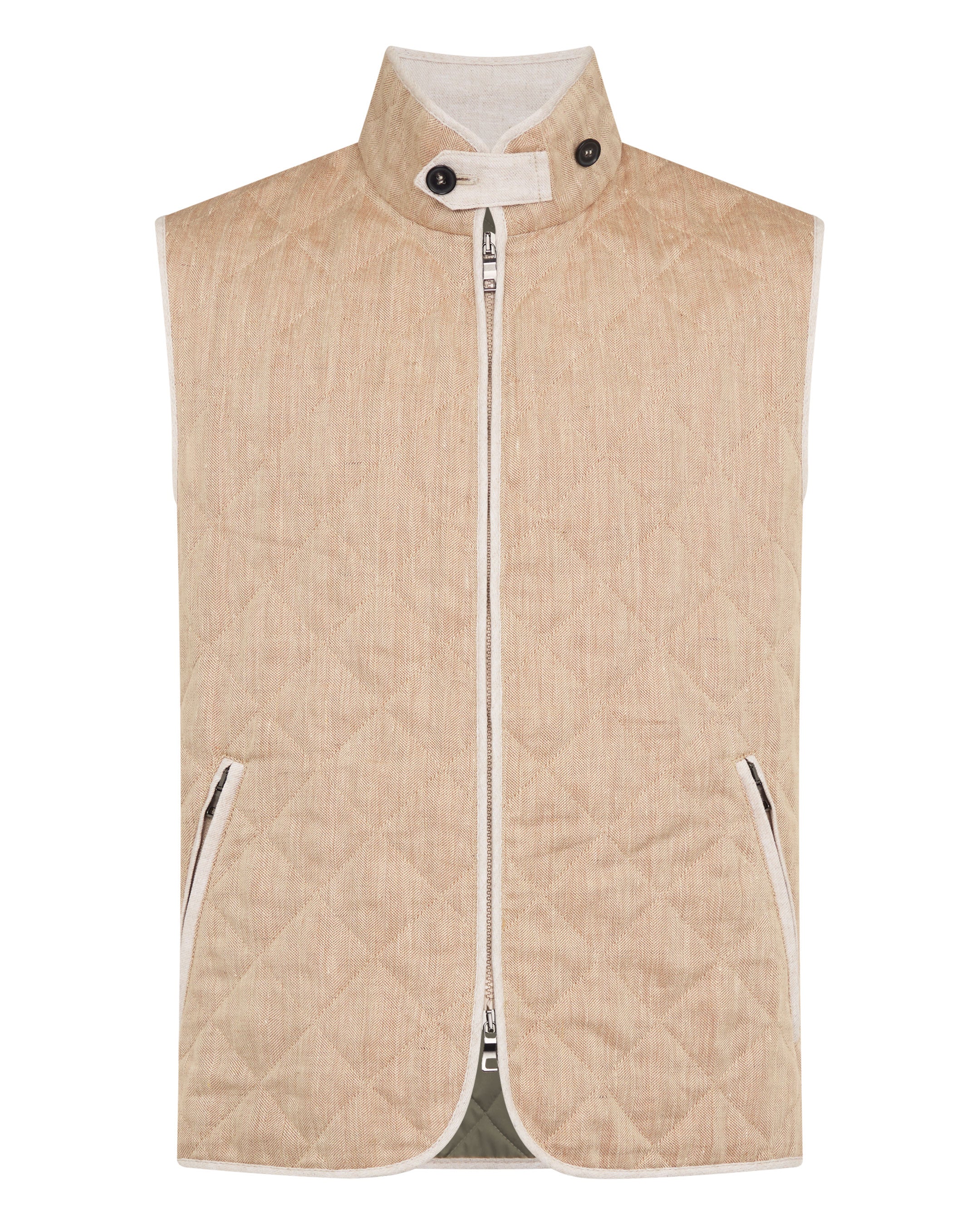 Men's Herringbone Linen Blend Vest Light Brown - Image 2