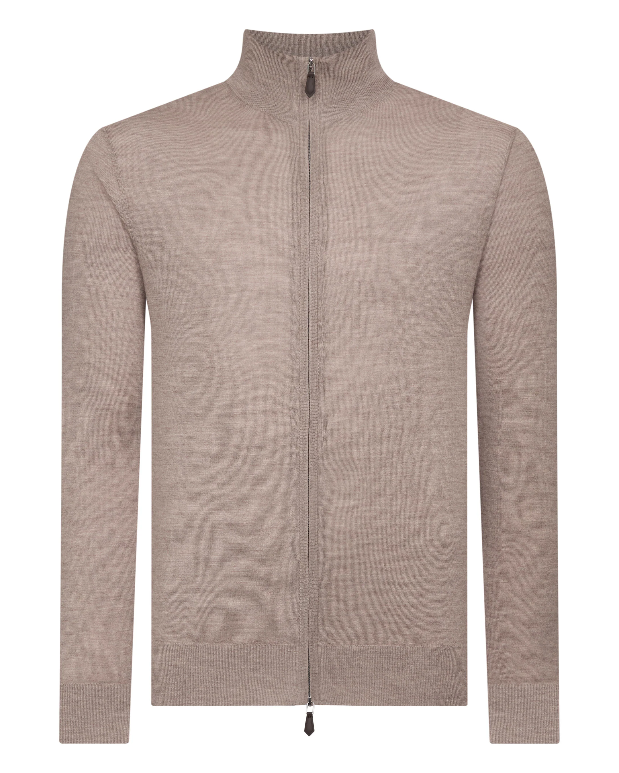 Men's Hyde Fine Gauge Cashmere Full Zip Jumper Soft Taupe Brown - Image 2
