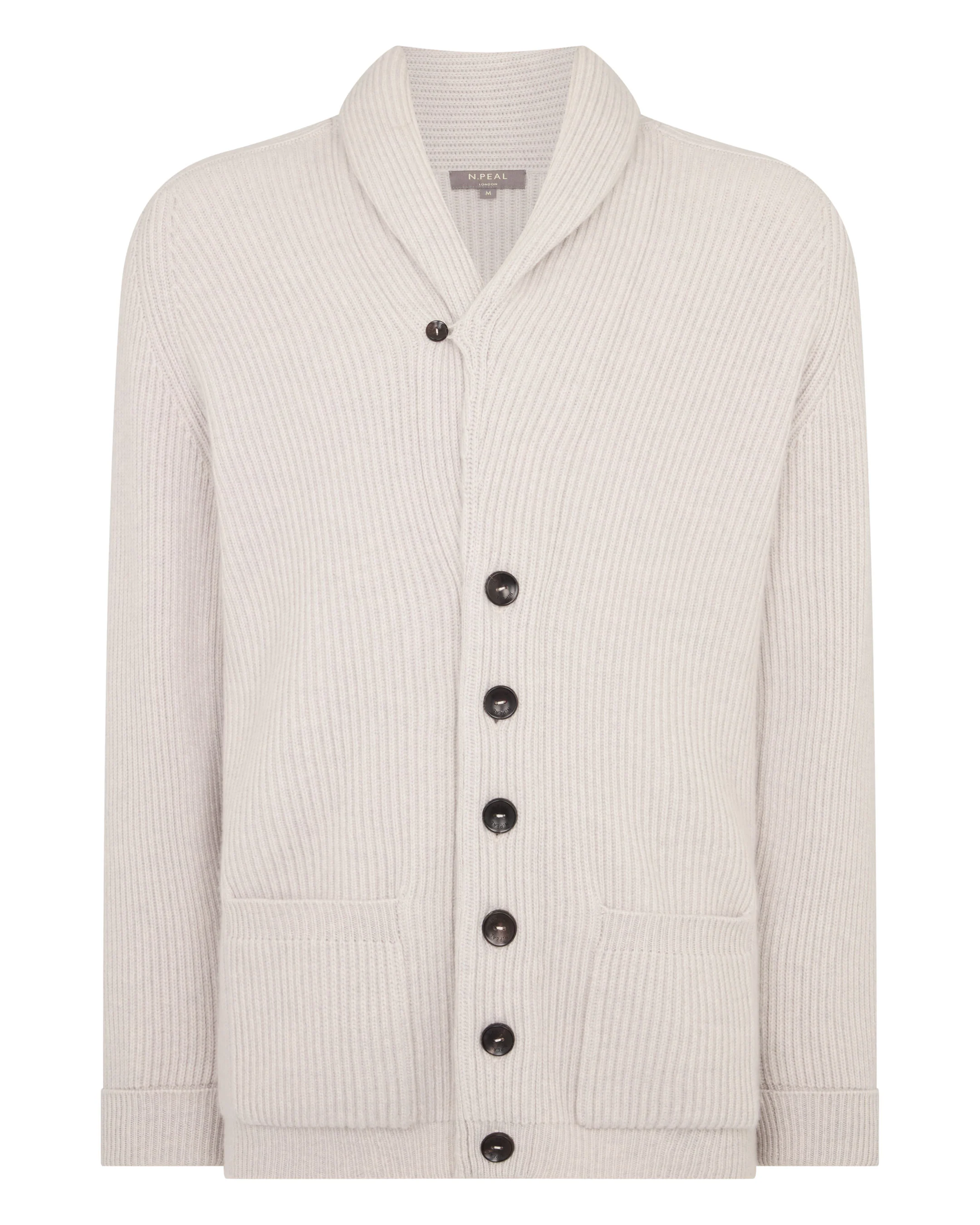 Men's Kensington Cashmere Cardigan Pebble Grey - Image 2
