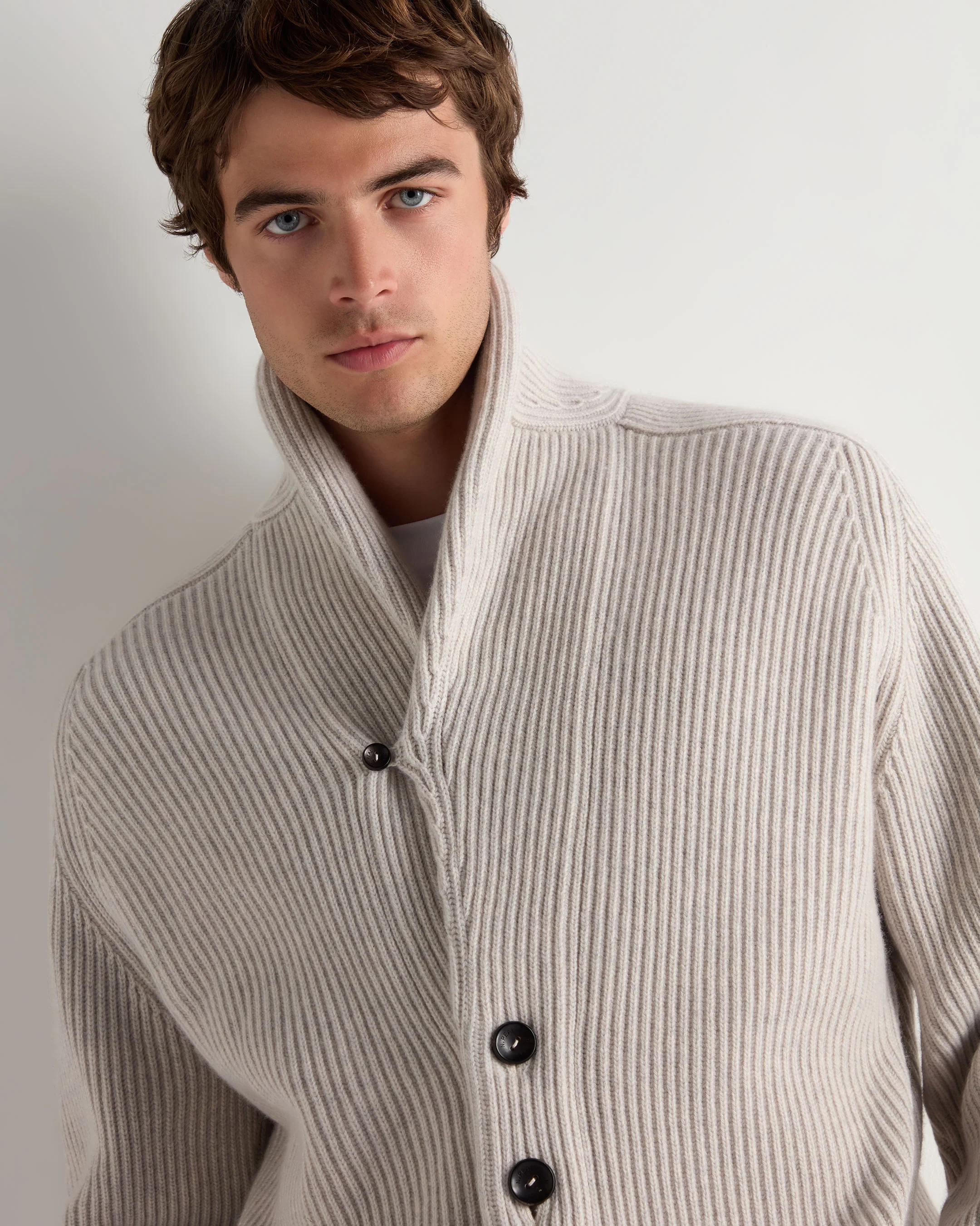 Men's Kensington Cashmere Cardigan Pebble Grey - Image 5