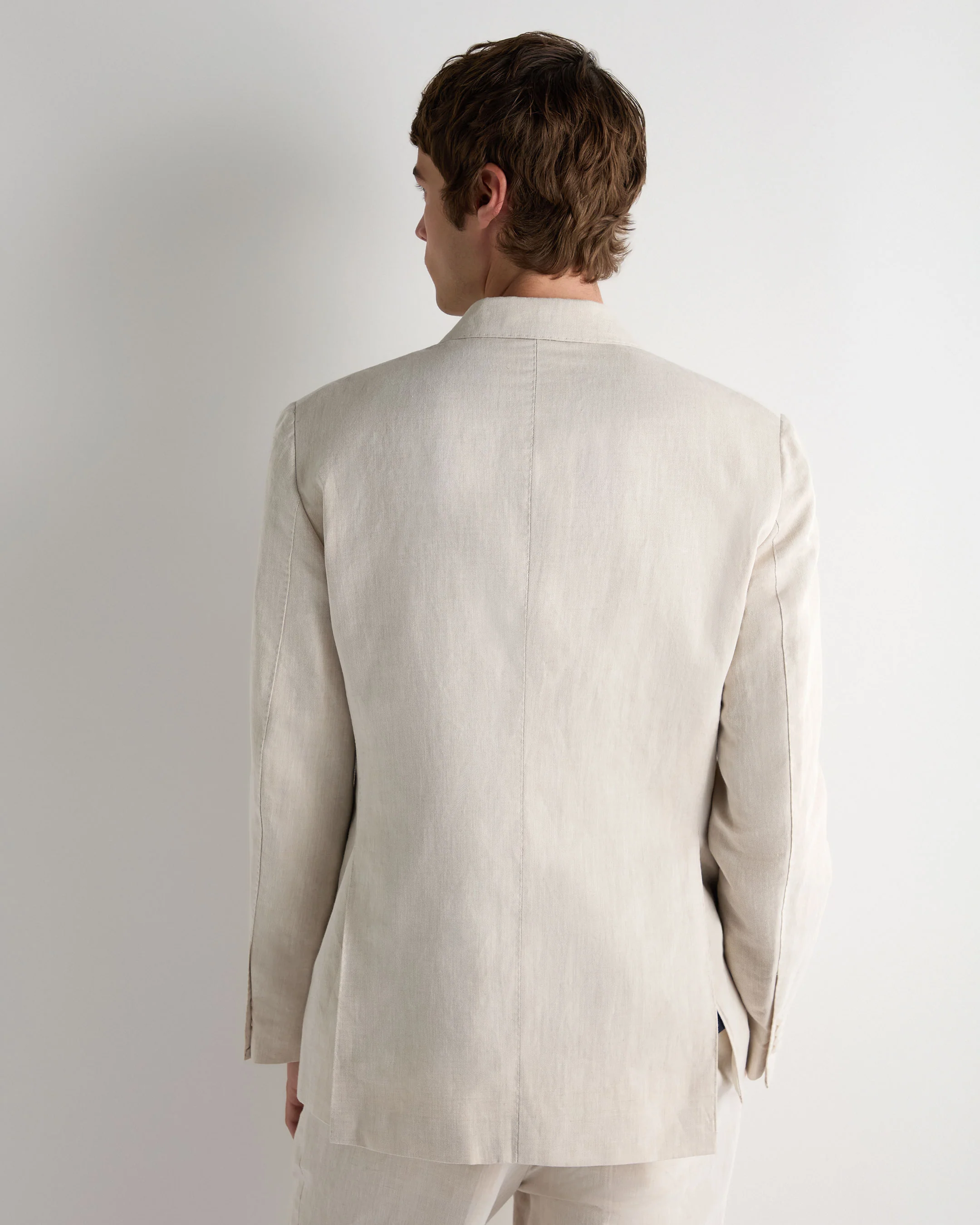 Men's Linen Blend Double Breasted Jacket Sand Brown - Image 4