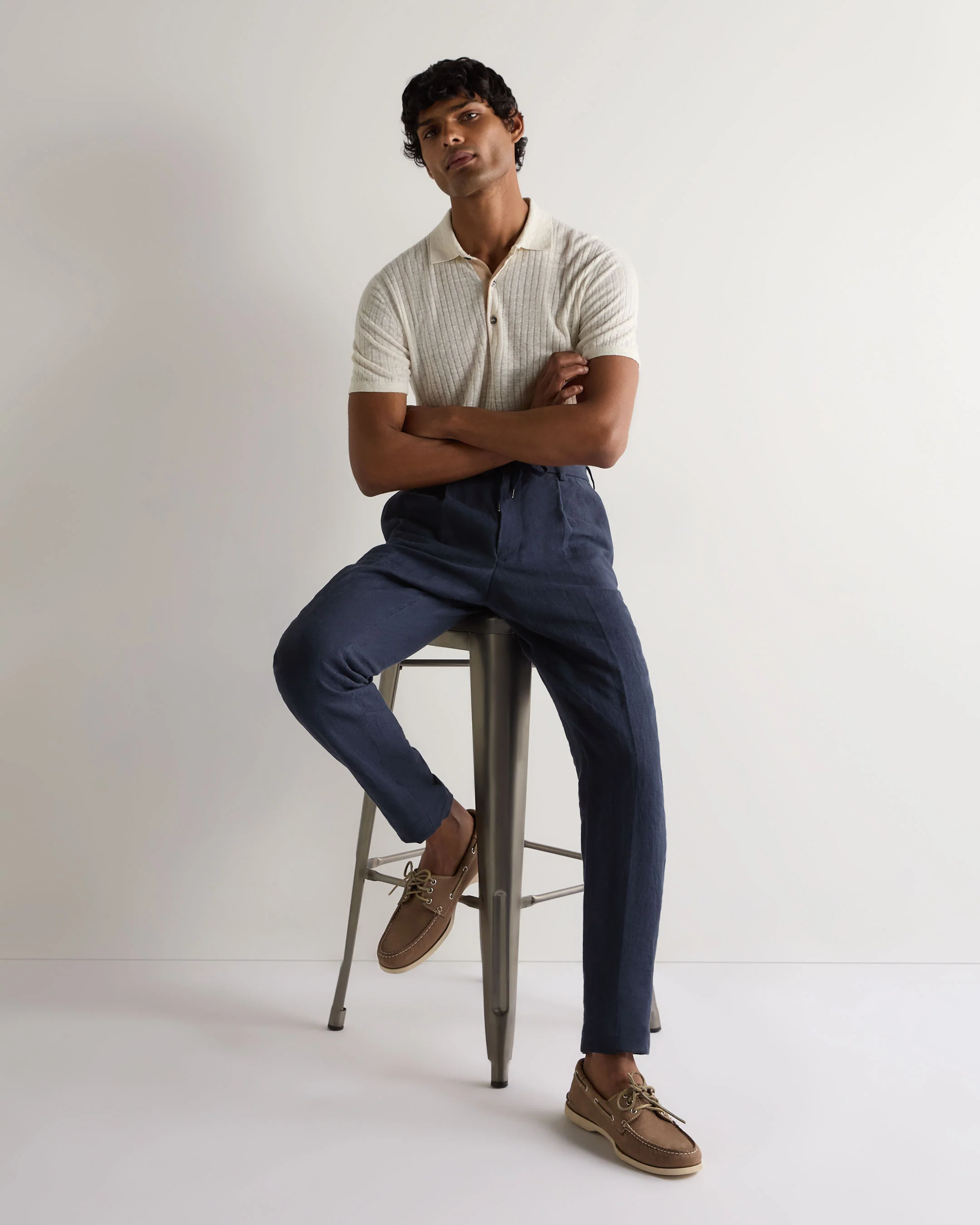 Men's Atrani Linen Trouser Navy Blue - Image 3