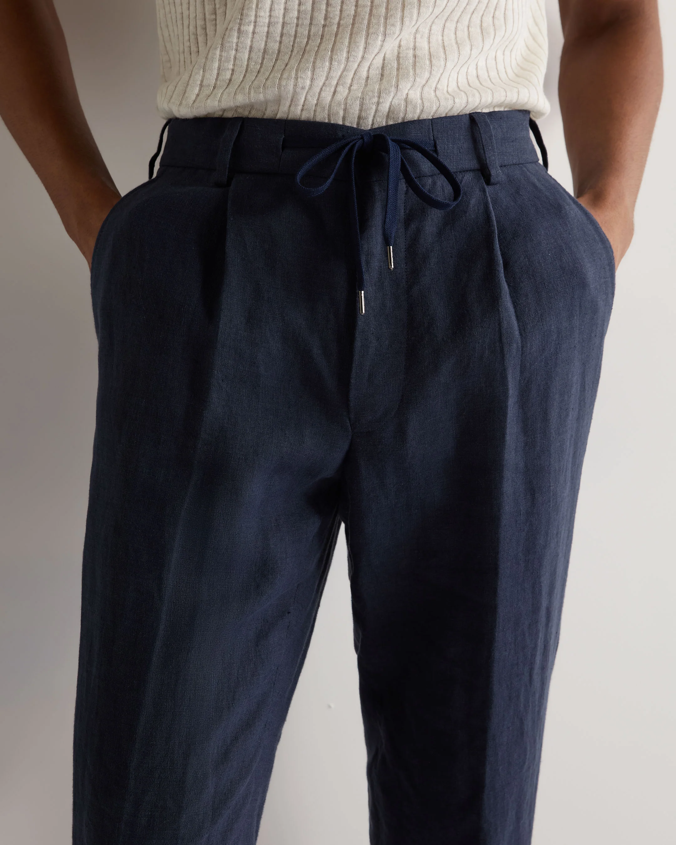 Men's Atrani Linen Trouser Navy Blue - Image 5