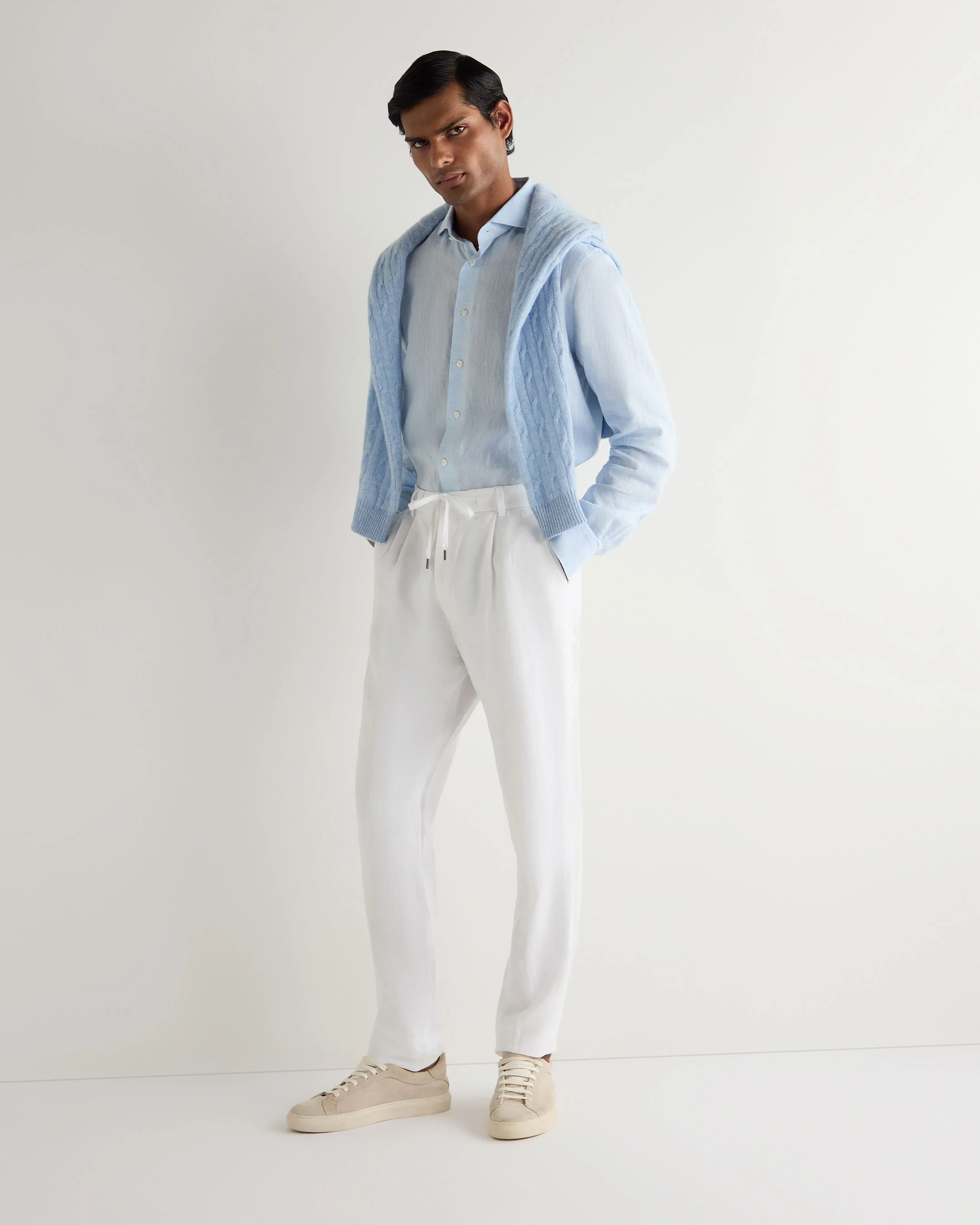 Men's Atrani Linen Trouser White - Image 3