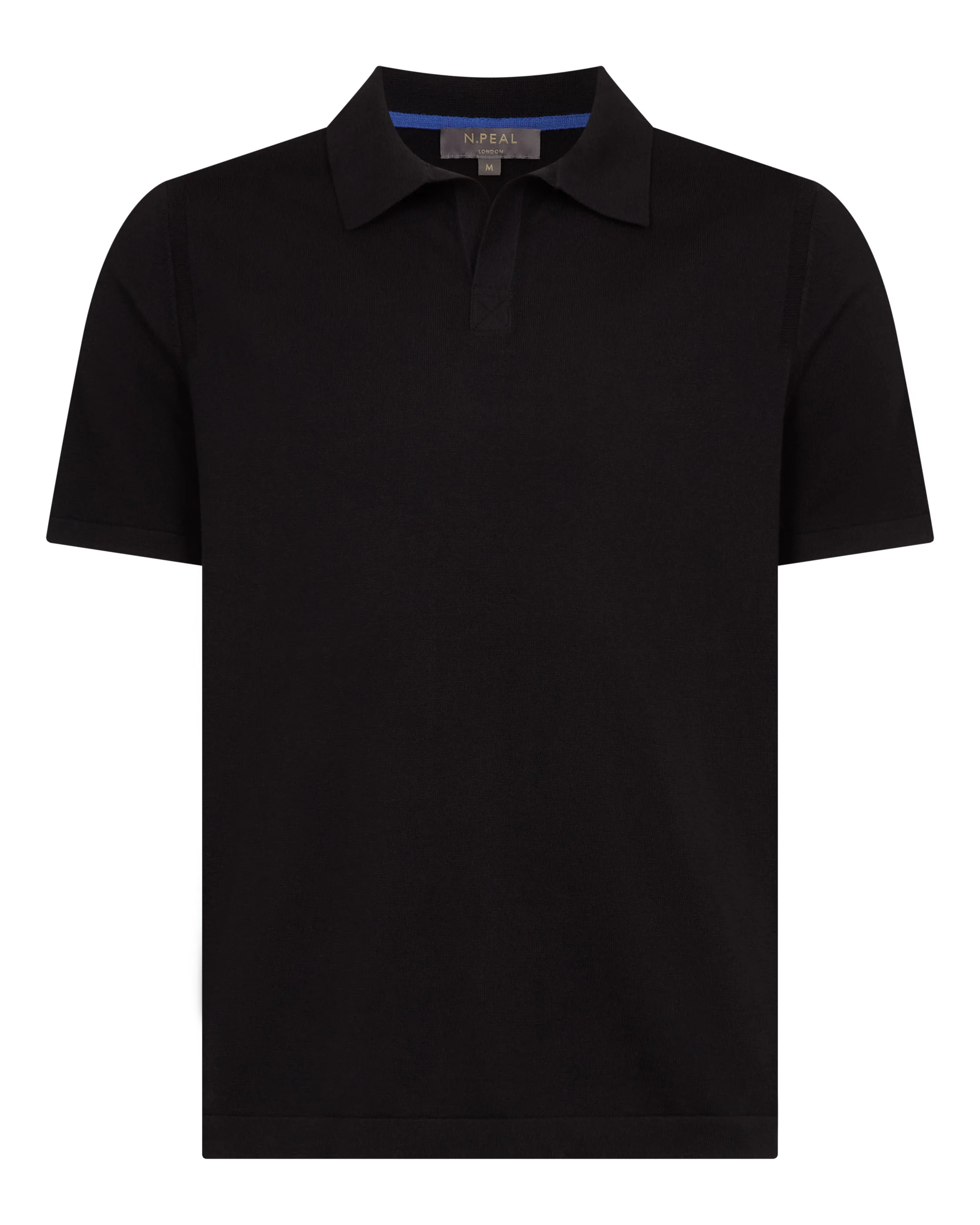 Men's Polo Cotton Cashmere T-Shirt Black - Image 2