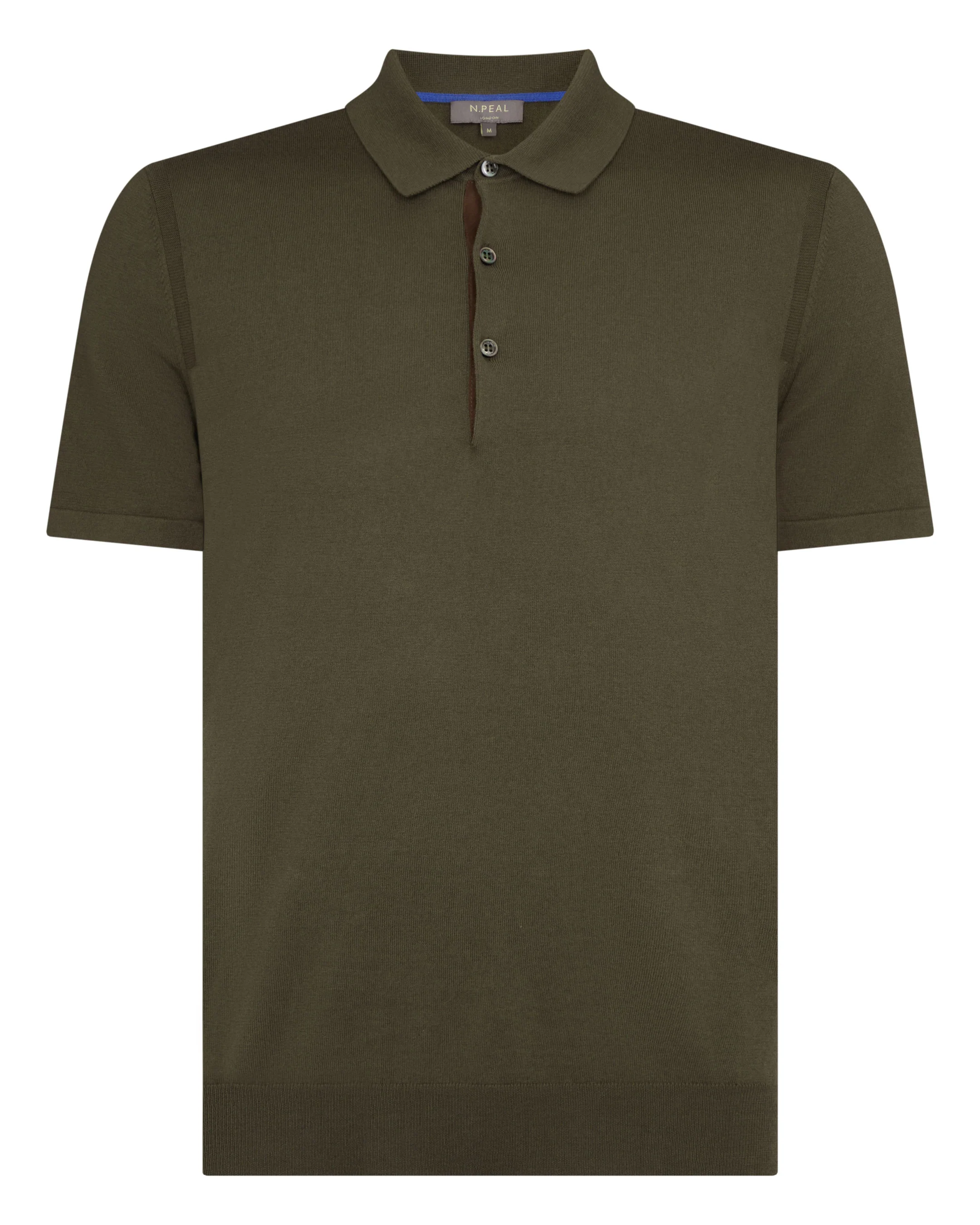 Men's Polzeath Cotton Cashmere Polo T-Shirt Khaki Green - Image 2