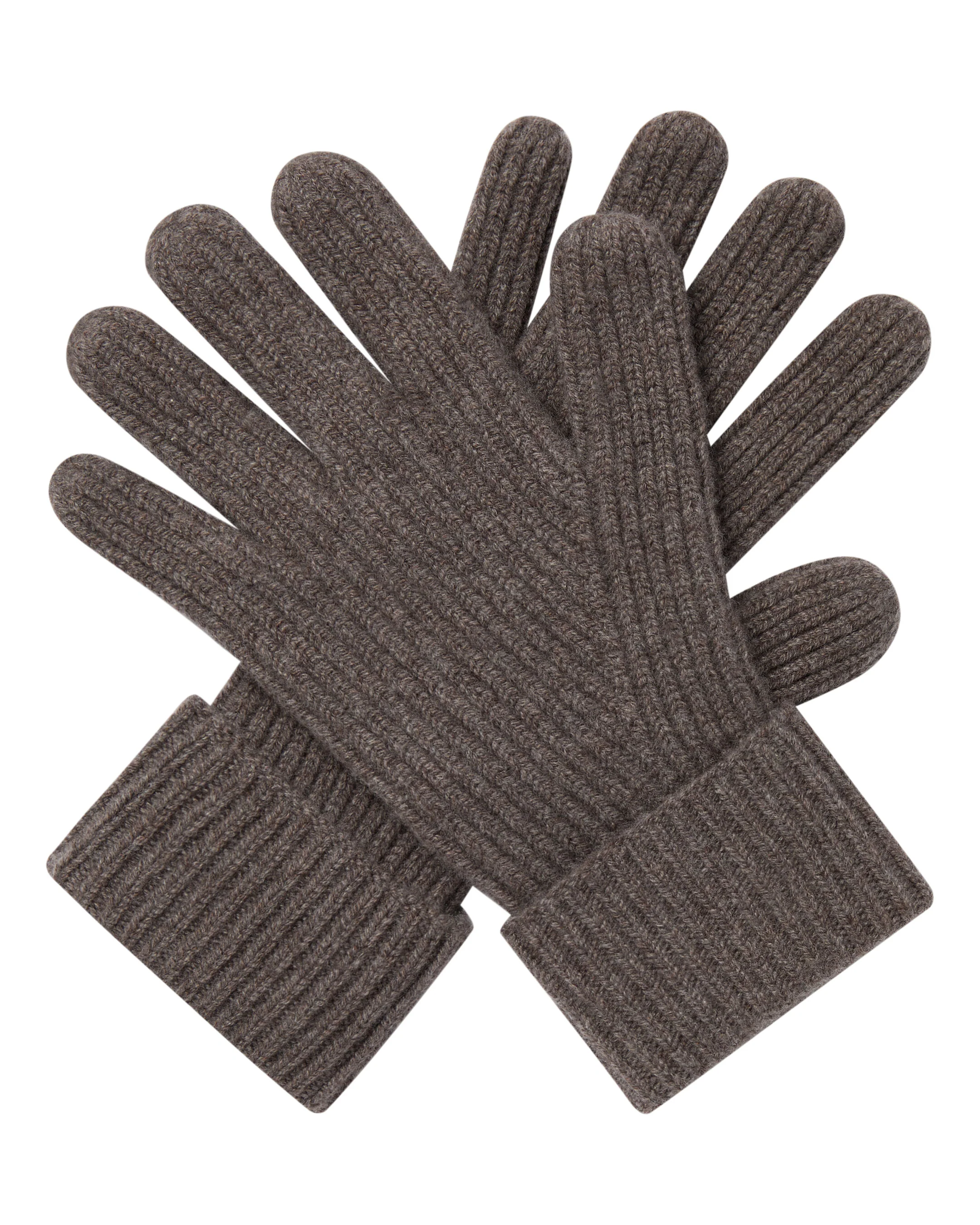 Men's Ribbed Cashmere Gloves Otter Brown