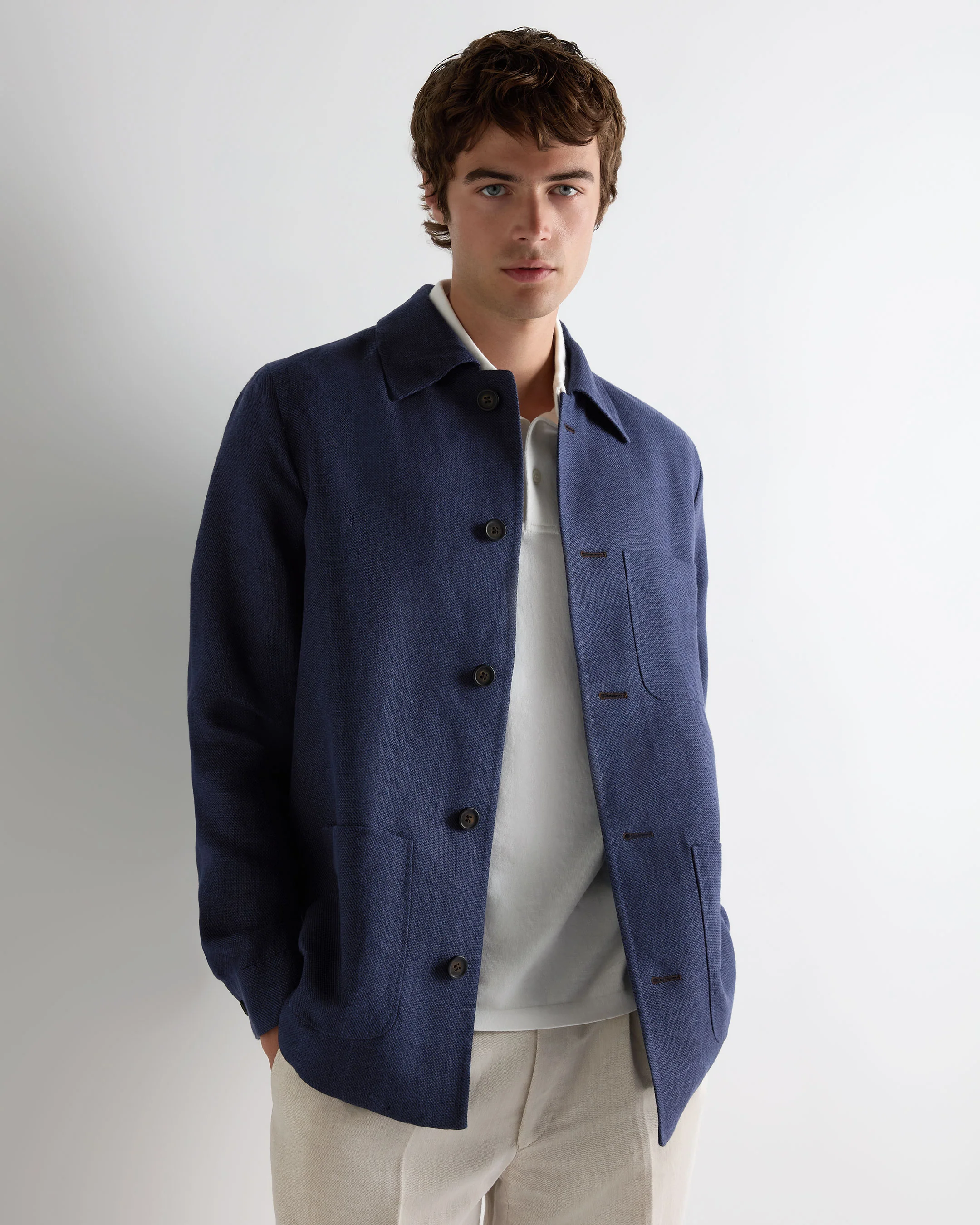 Men's Scala Linen Blend Overshirt Navy Blue