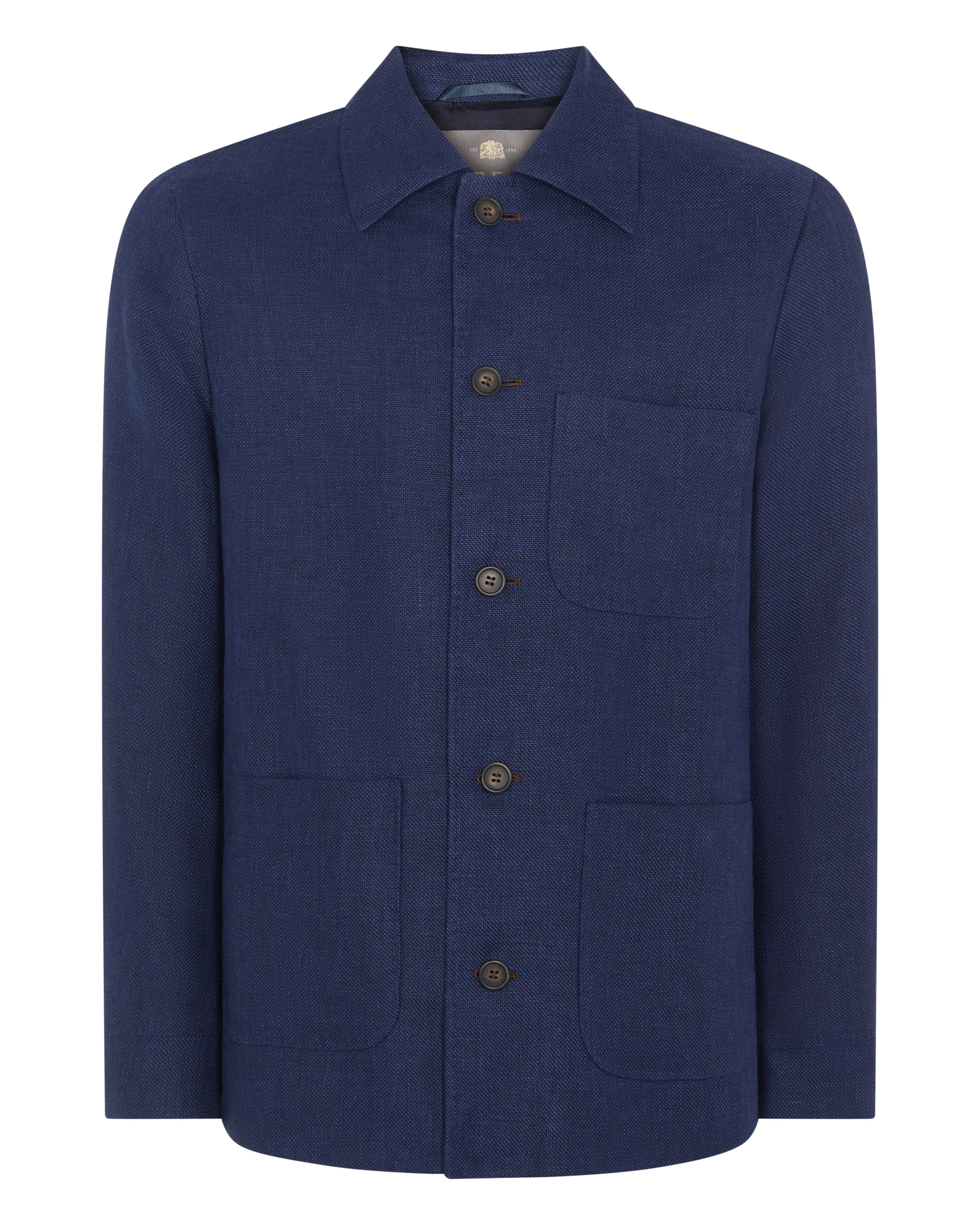Men's Scala Linen Blend Overshirt Navy Blue - Image 2