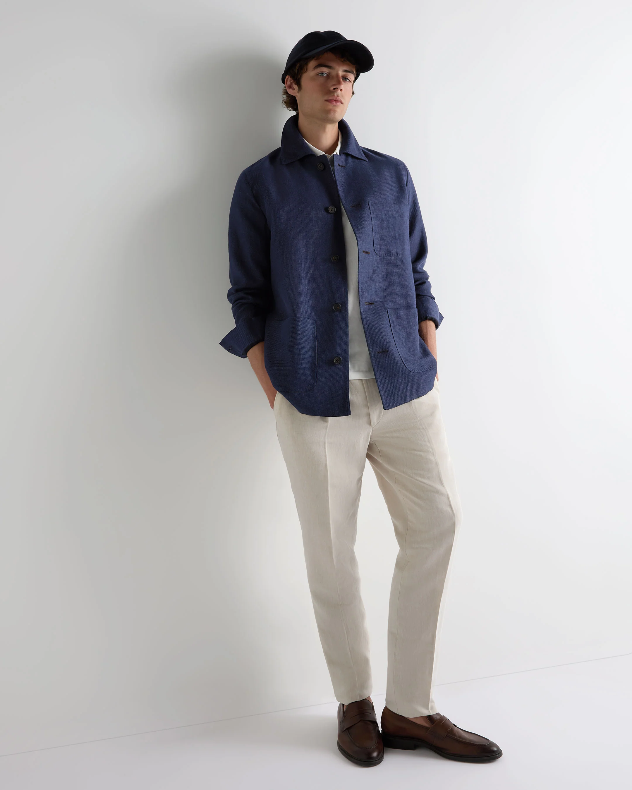 Men's Scala Linen Blend Overshirt Navy Blue - Image 3