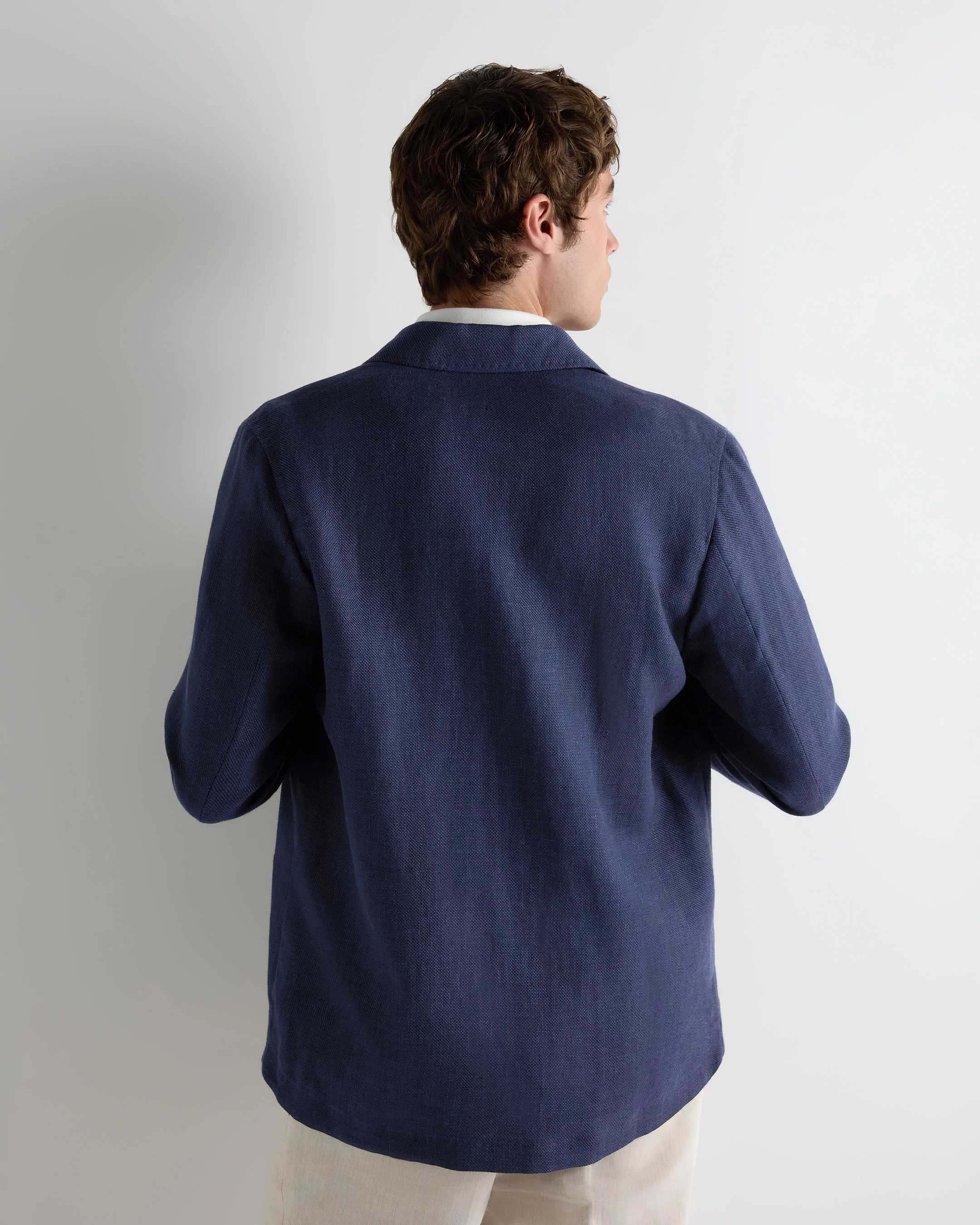 Men's Scala Linen Blend Overshirt Navy Blue - Image 4