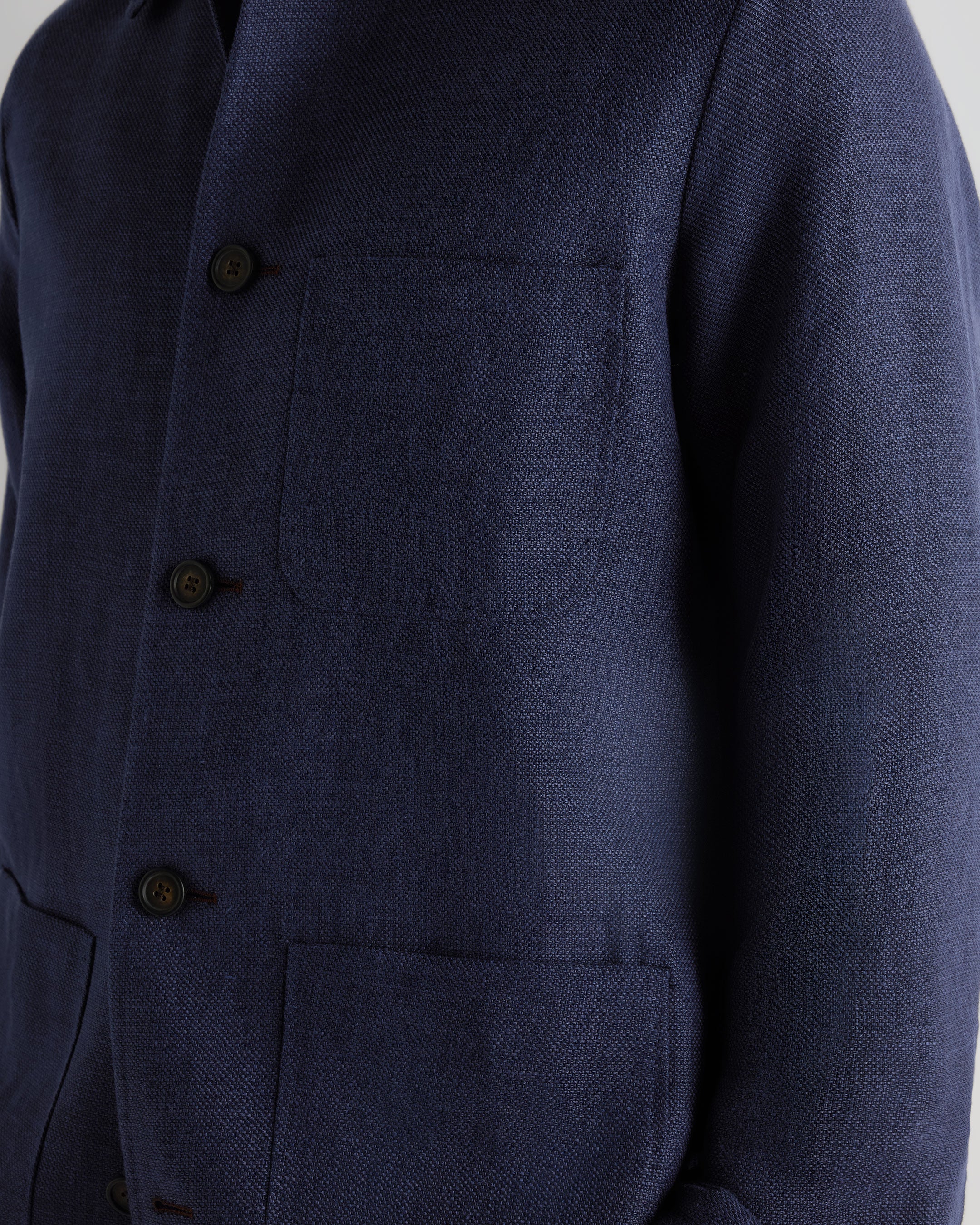 Men's Scala Linen Blend Overshirt Navy Blue - Image 6