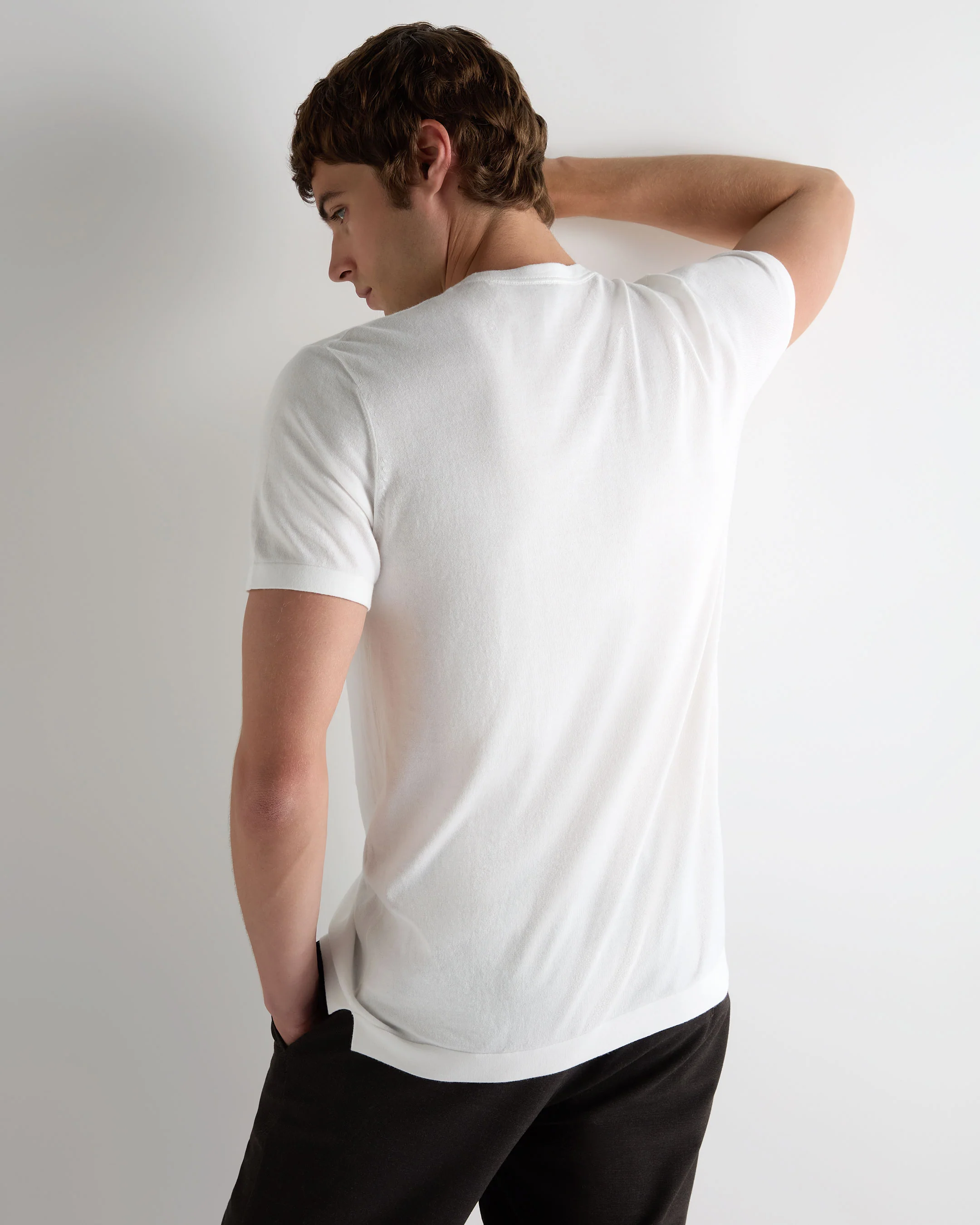 Men's Sea Island Cotton T-Shirt White - Image 4