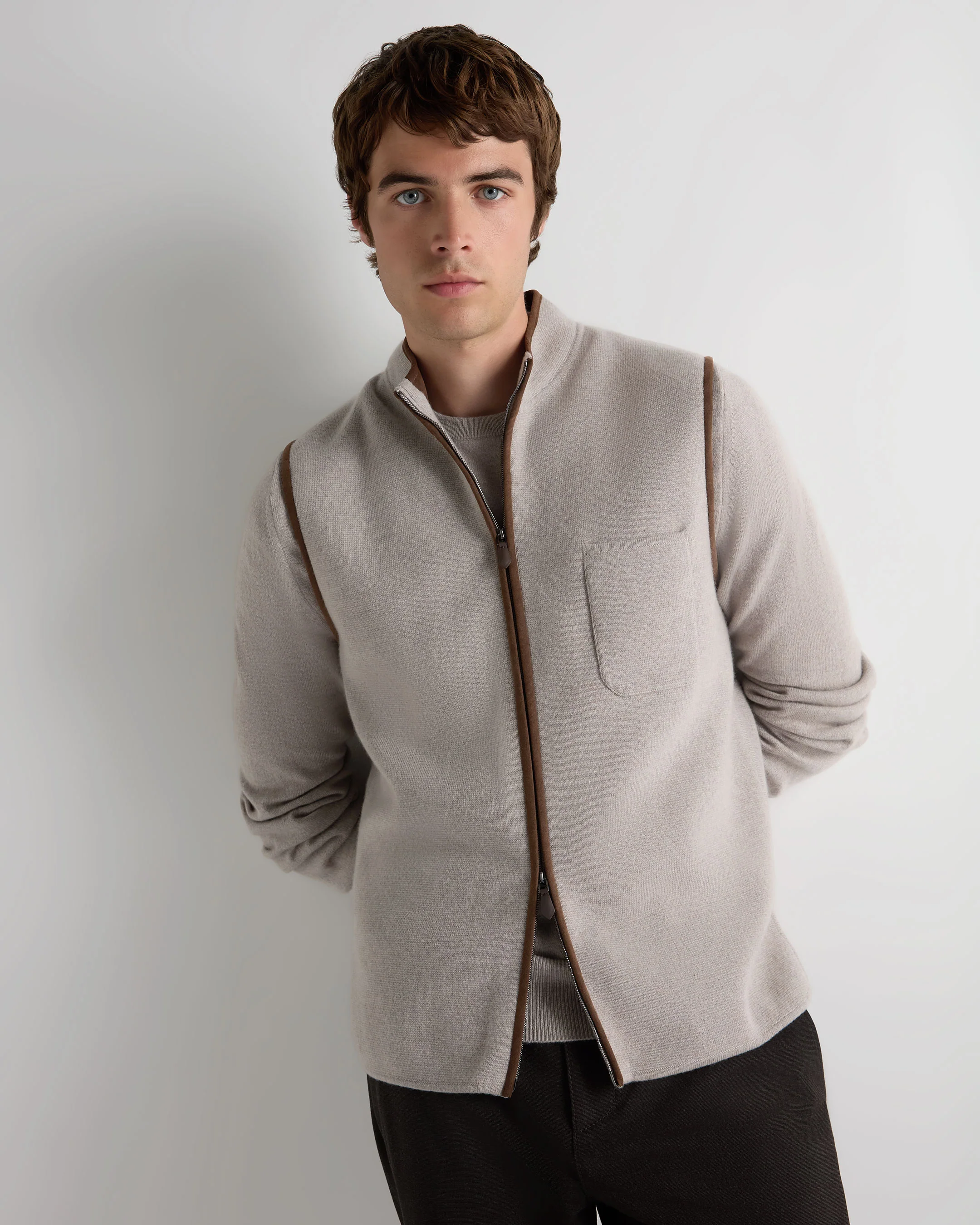 Men's Shaftesbury Cashmere Gilet Oat Grey