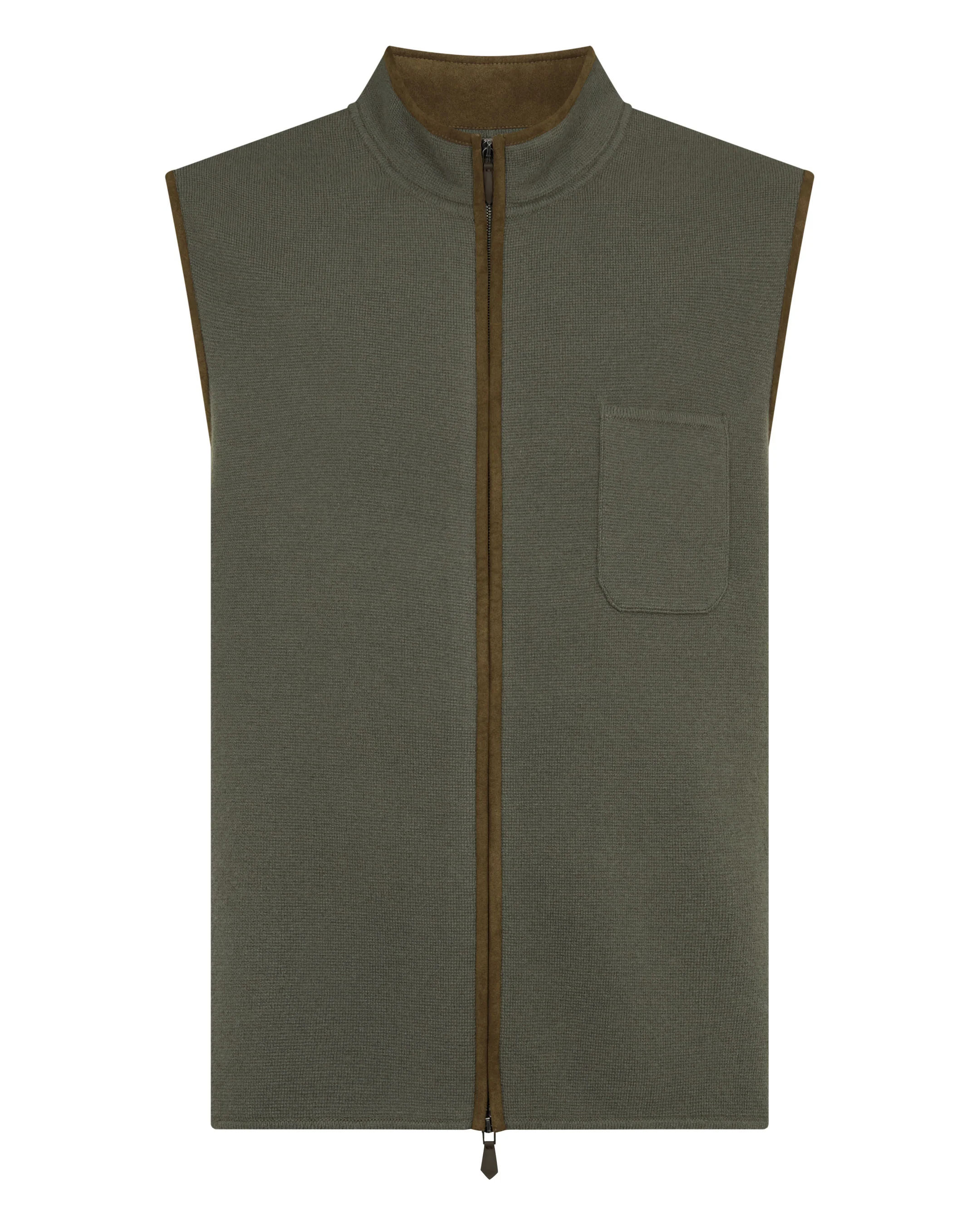 Men's Shaftesbury Cashmere Gilet Olive Green - Image 2
