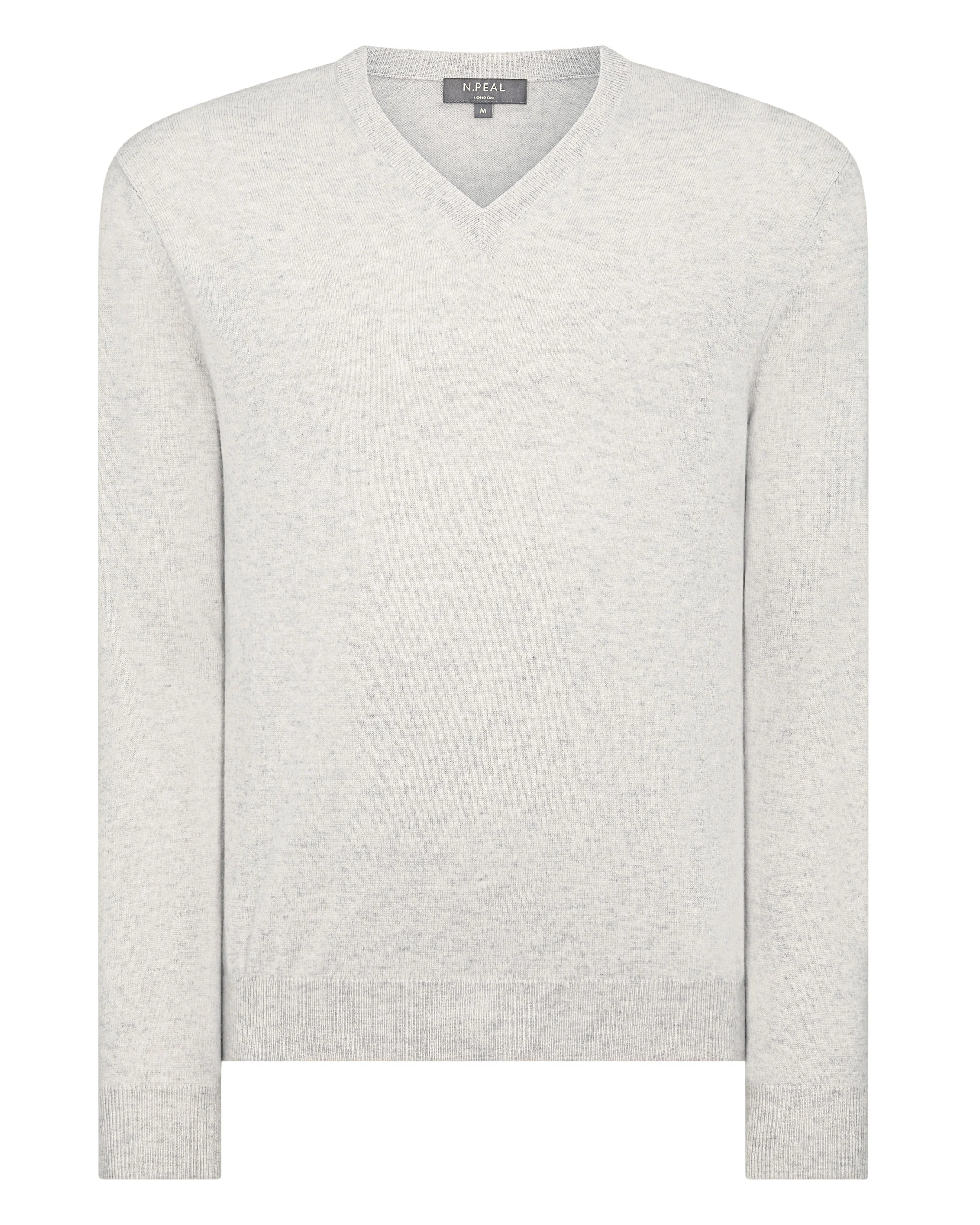 Men's The Burlington V Neck Cashmere Jumper Pebble Grey - Image 2