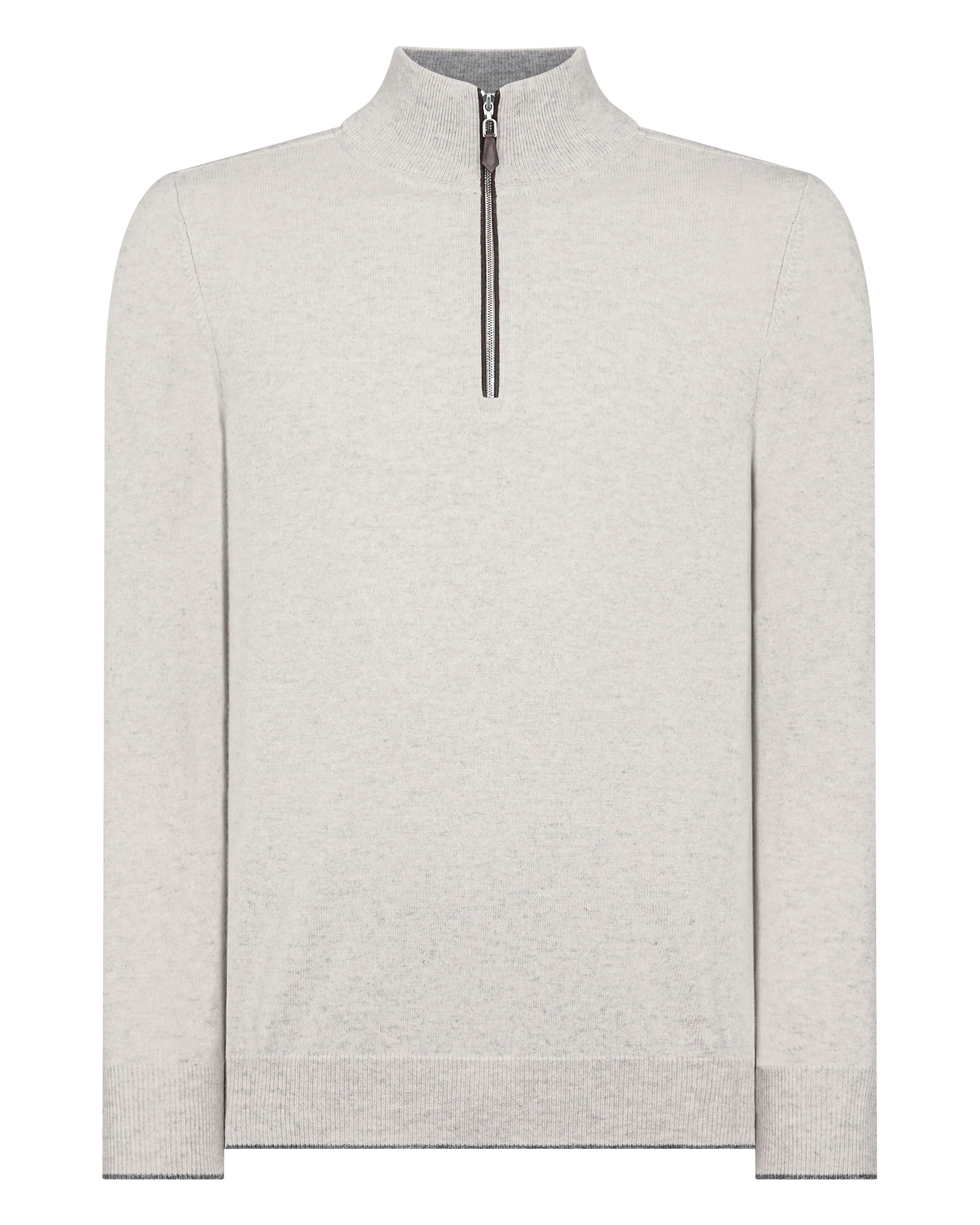 Men's Carnaby Half Zip Cashmere Jumper Pebble Grey - Image 2