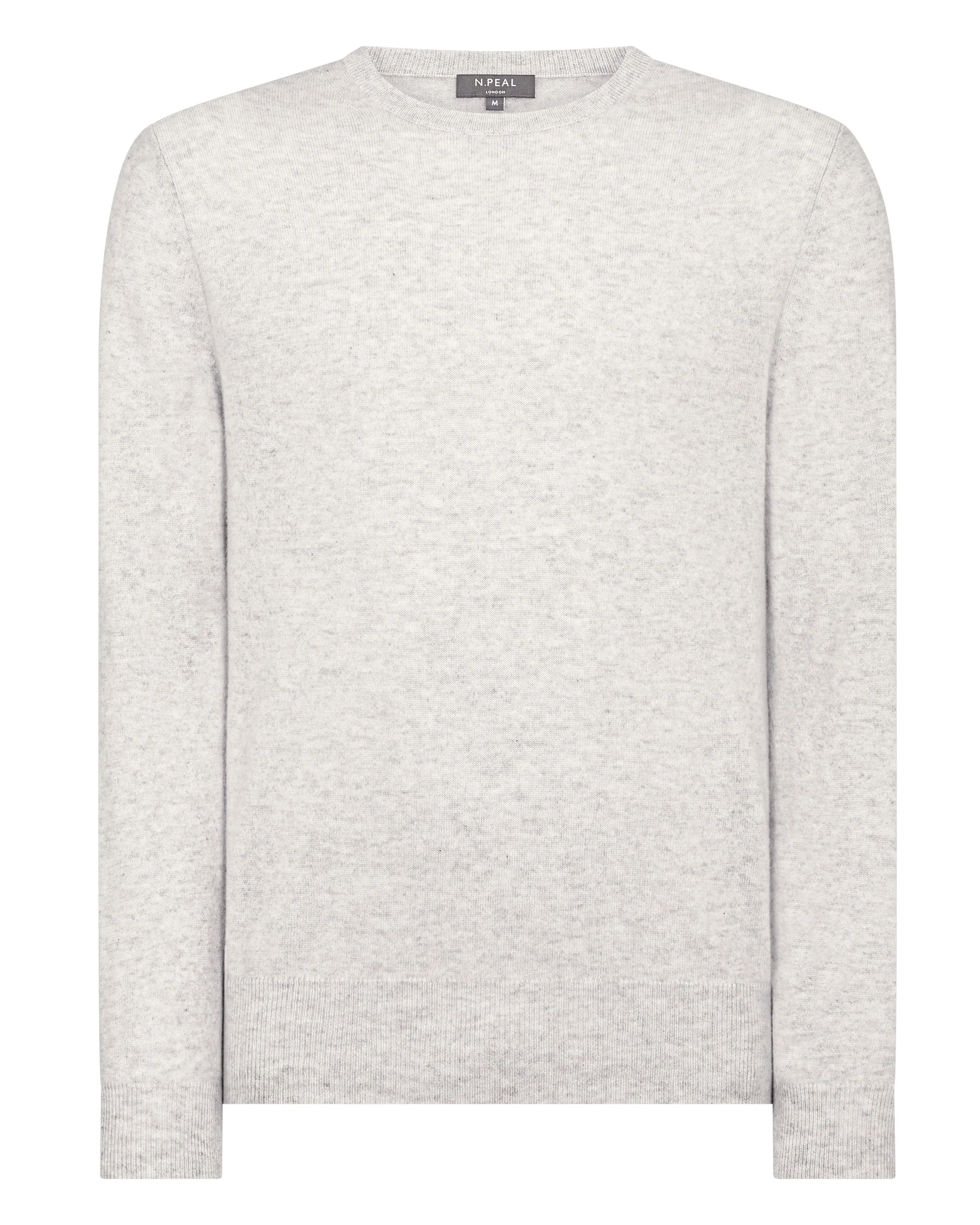 Men's The Oxford Round Neck Cashmere Jumper Pebble Grey - Image 2