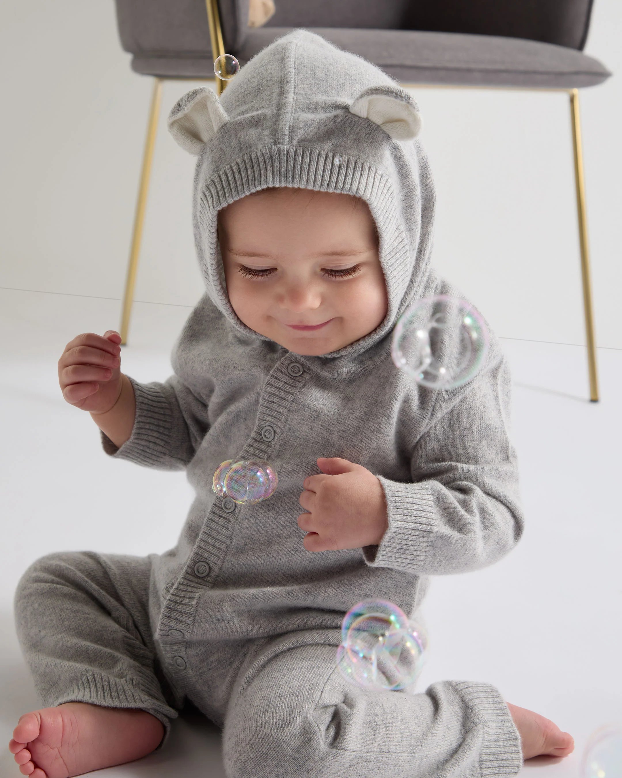 Panda Cashmere Sleepsuit Fumo Grey - Image 2
