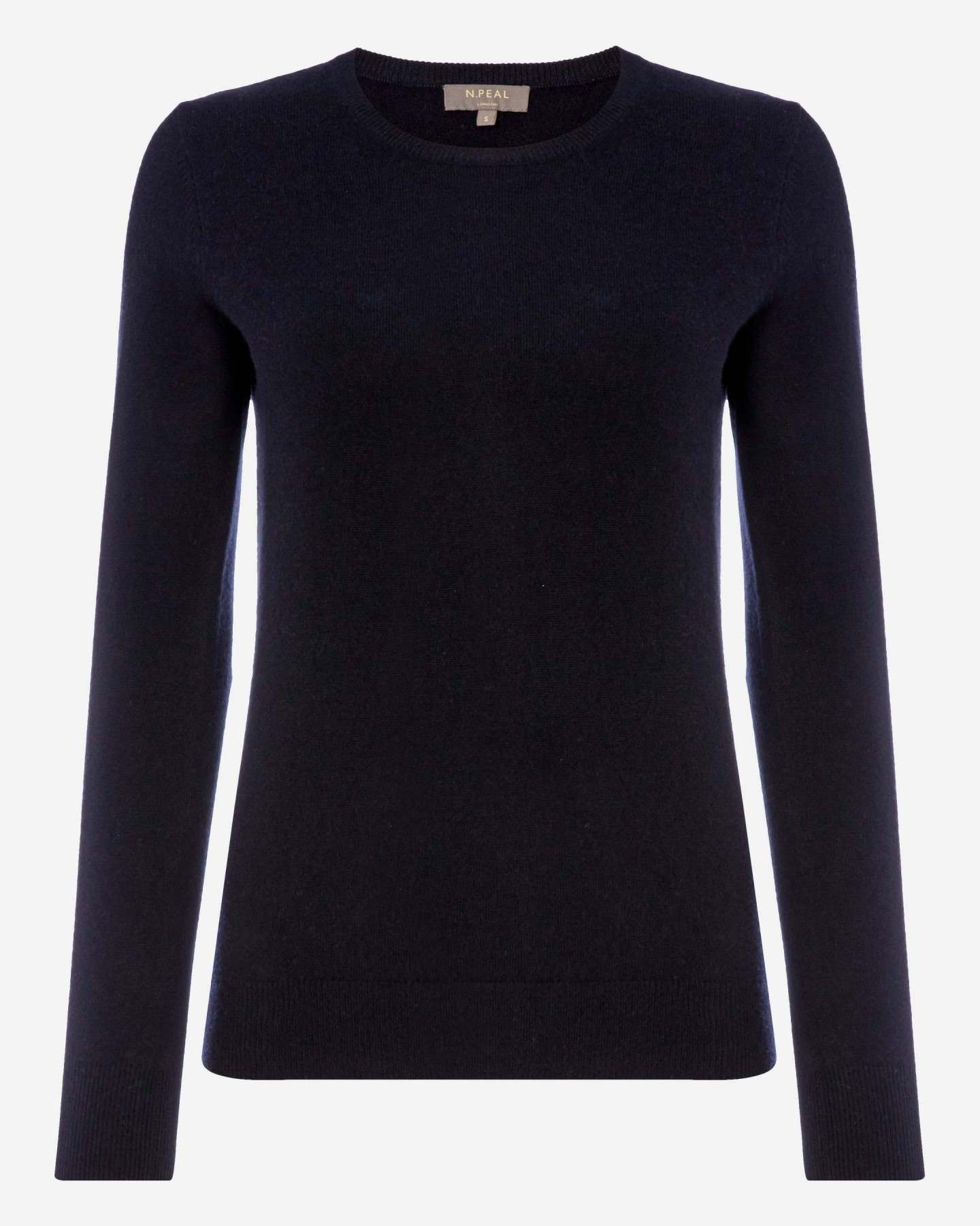 Women's Evie Classic Round Neck Cashmere Jumper Navy Blue - Image 2