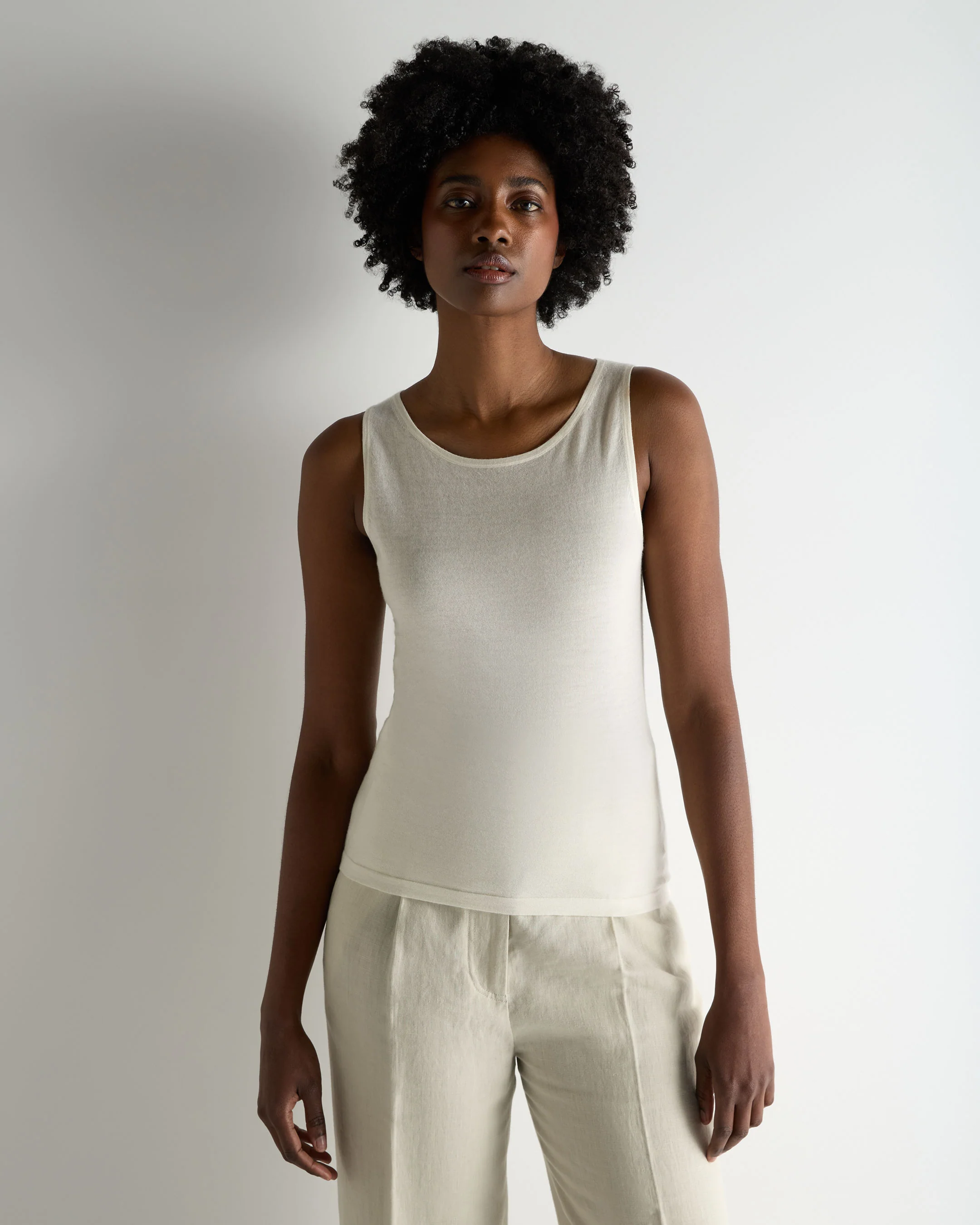 Women's Ella Superfine Cashmere Shell Top New Ivory White