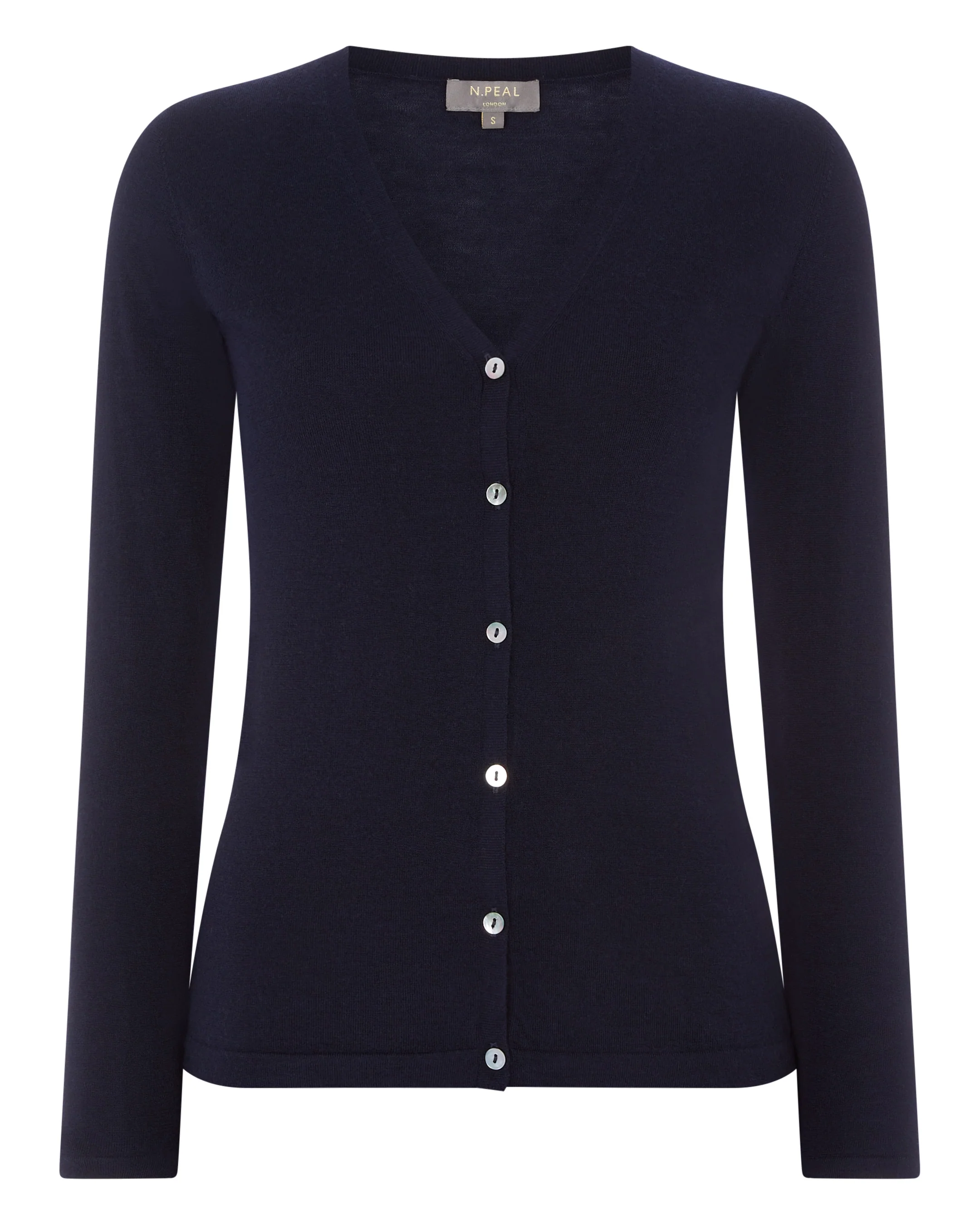 Women's Mia Superfine Cashmere V Neck Cardigan Navy Blue - Image 2