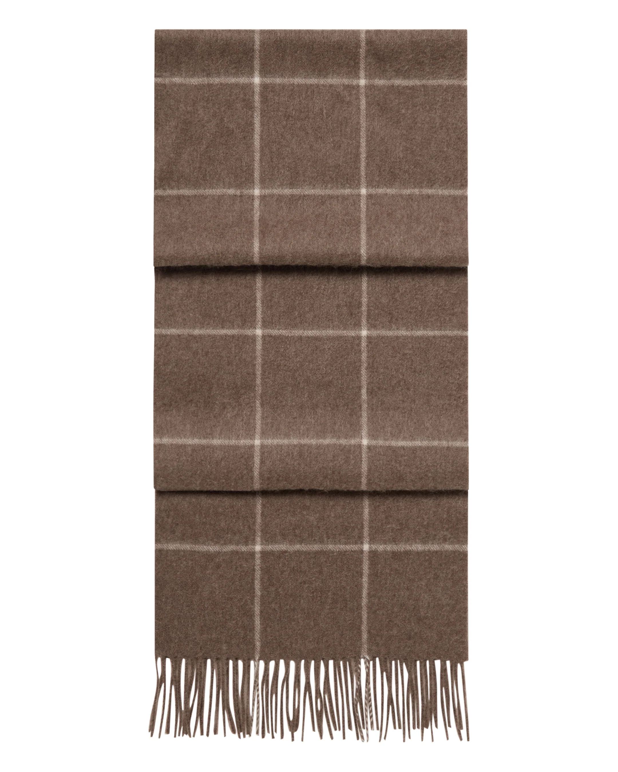 Unisex Cashmere Check Scarf Taupe Brown + Natural Brown