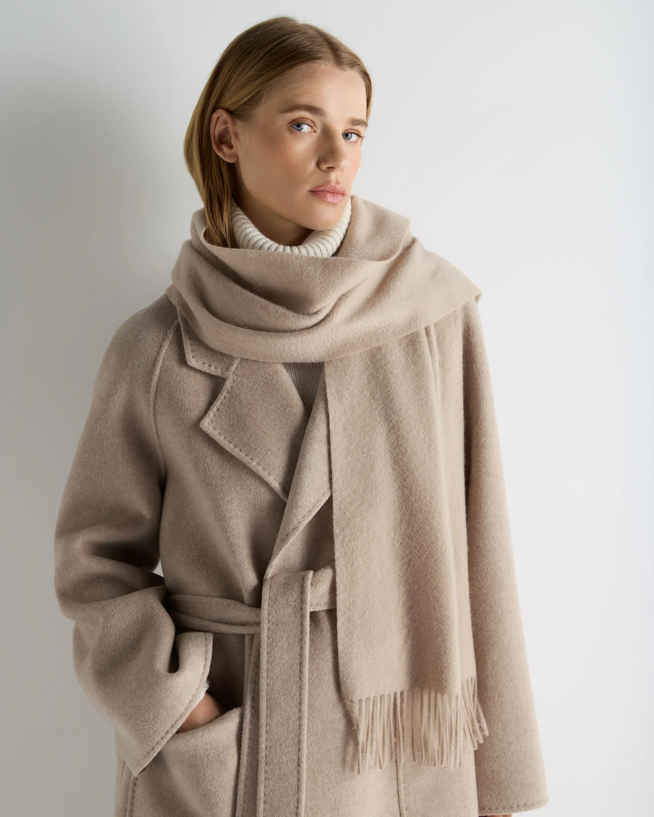 Unisex Woven Cashmere Scarf Cashew Brown - Image 3