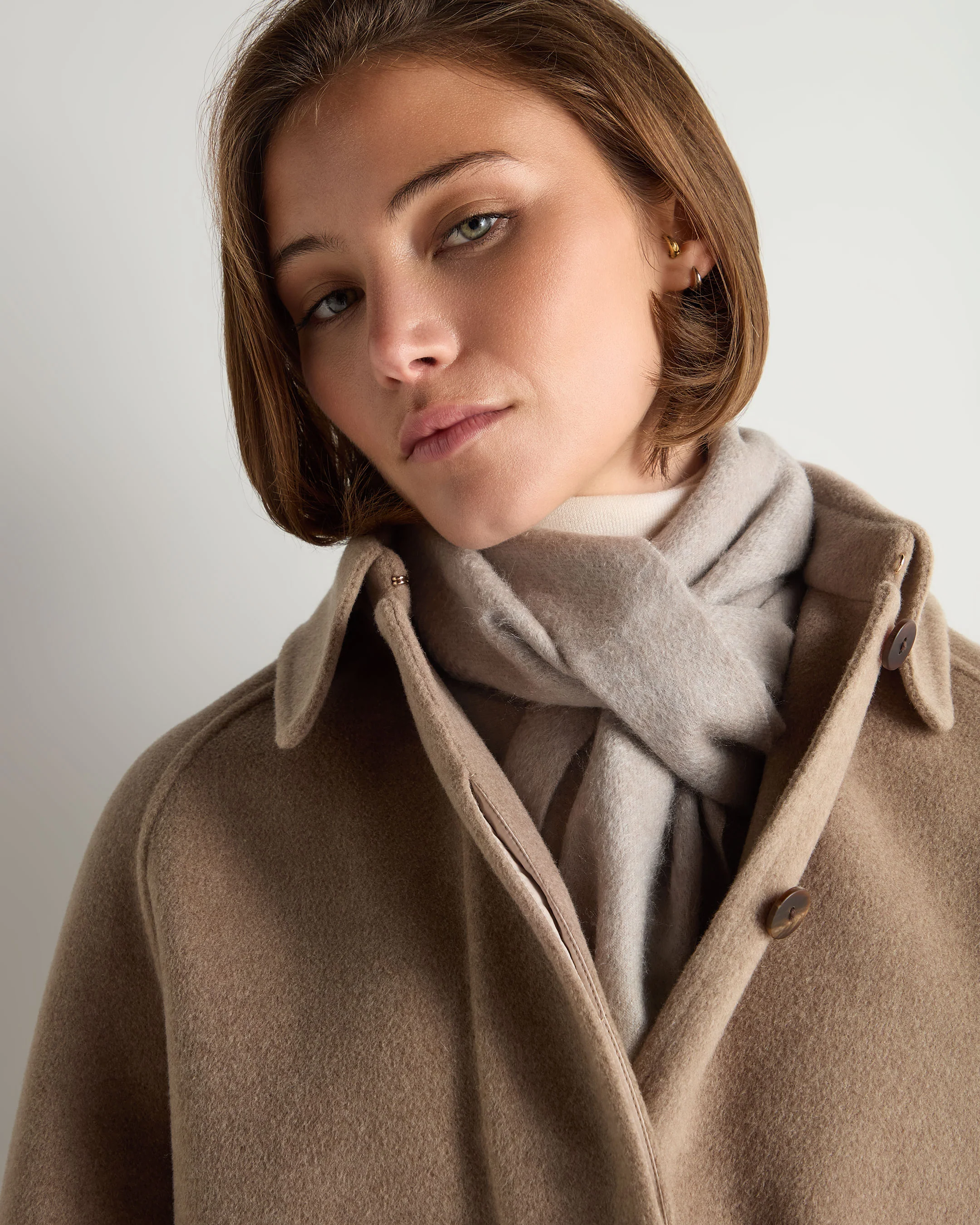 Unisex Woven Cashmere Scarf Oat Grey - Image 6