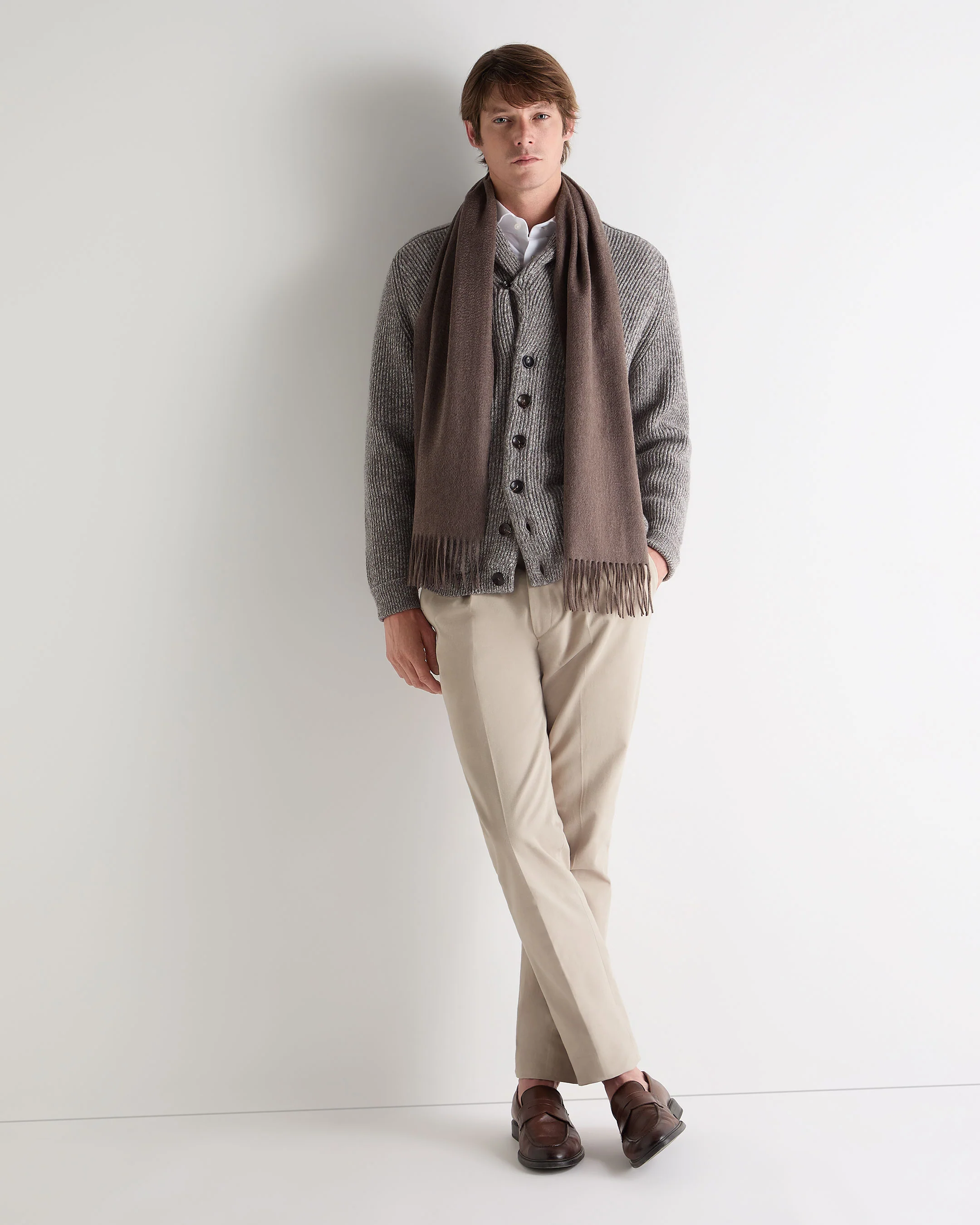 Unisex Woven Cashmere Scarf Otter Brown - Image 4