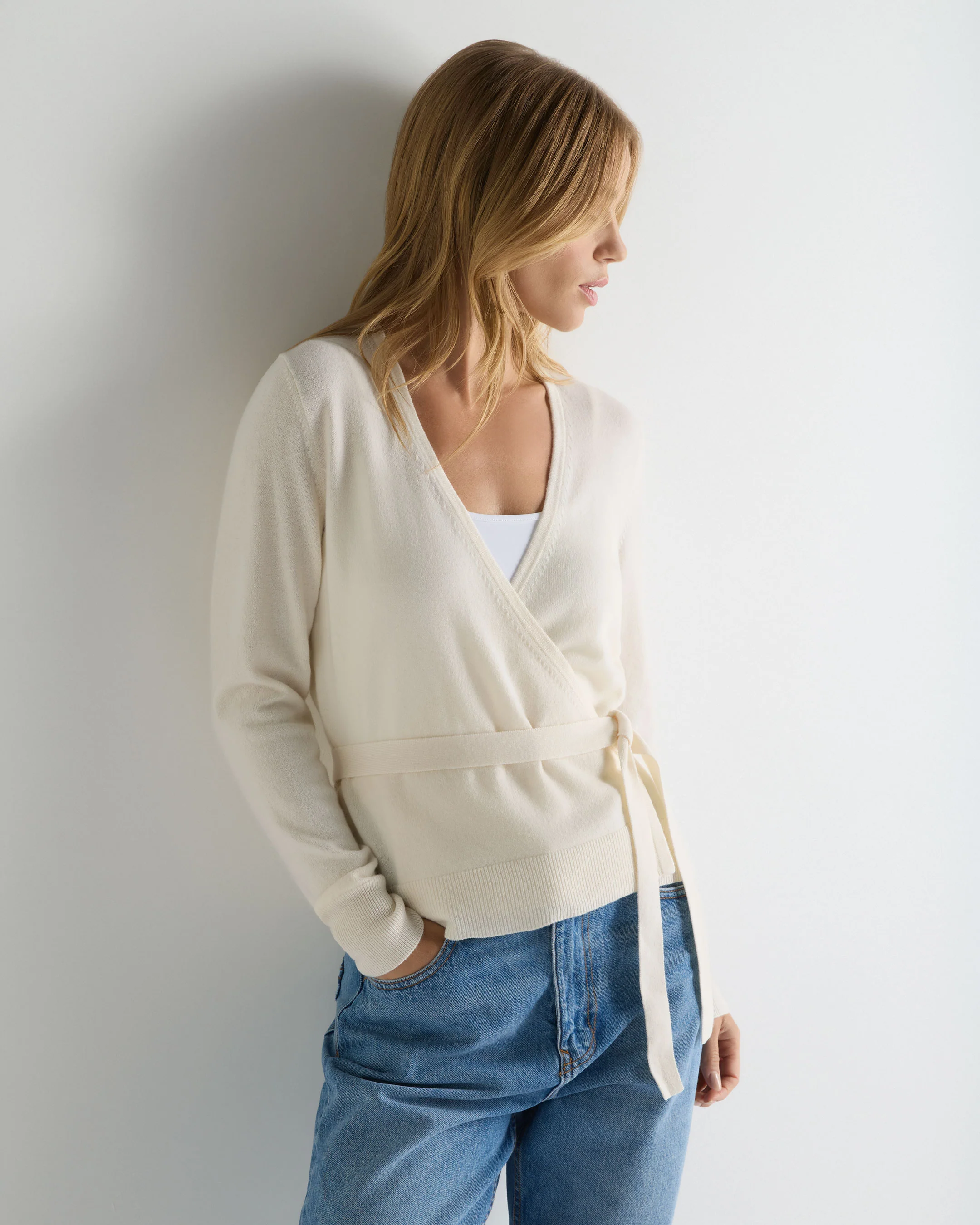 Women's Arabella Wrap Cashmere Cardigan New Ivory White