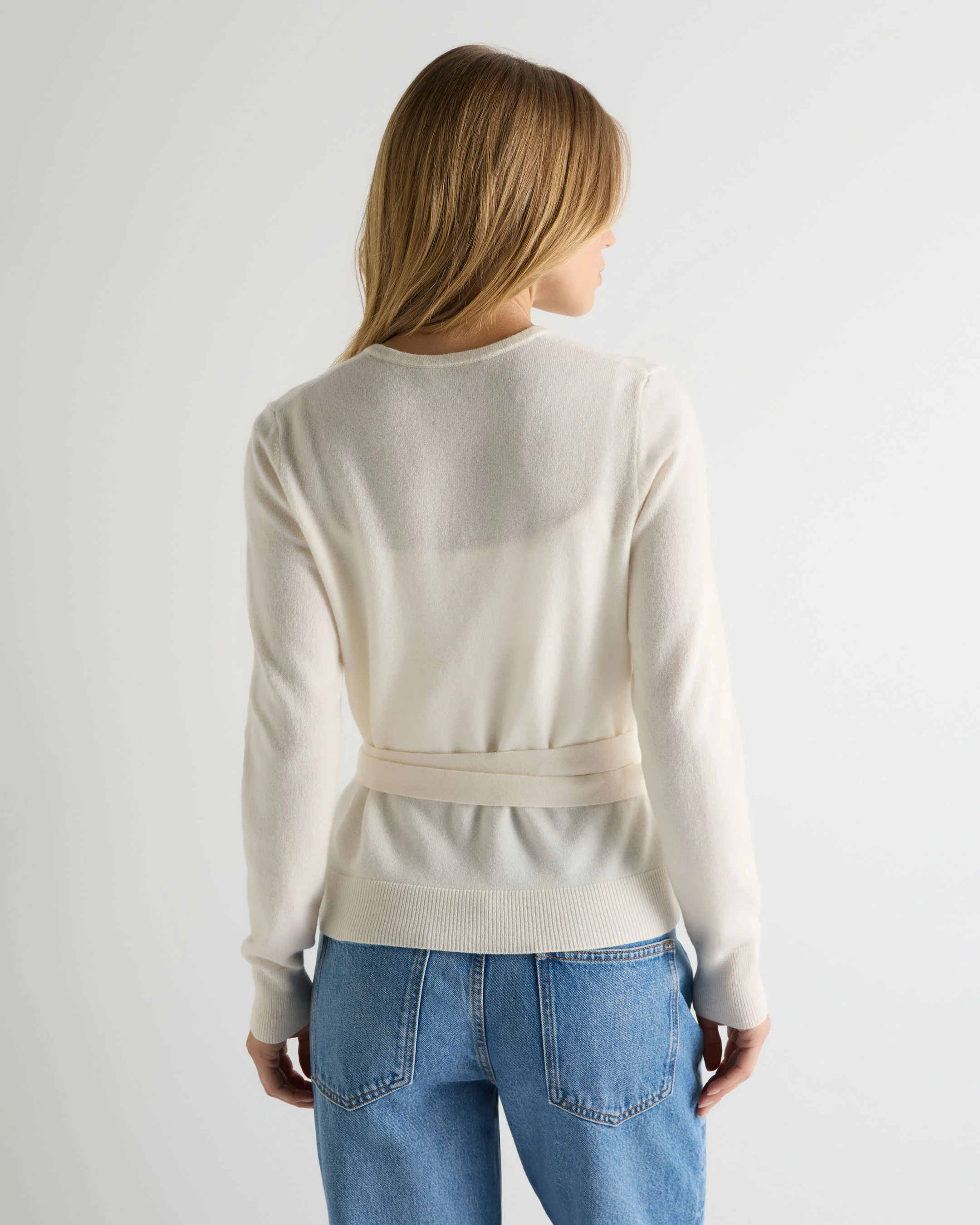 Women's Arabella Wrap Cashmere Cardigan New Ivory White - Image 4