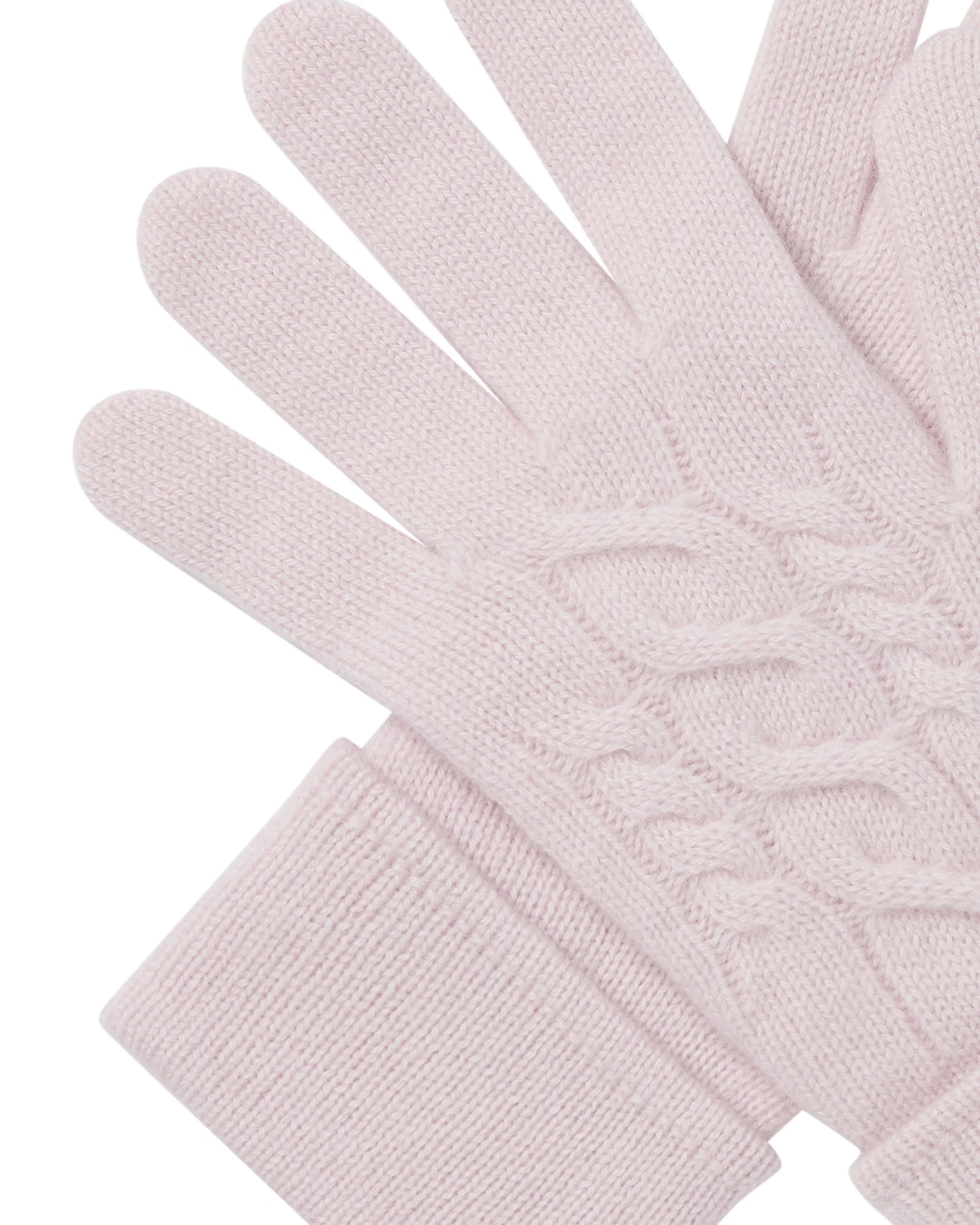 Women's Cable Cashmere Gloves Chalk Pink - Image 2