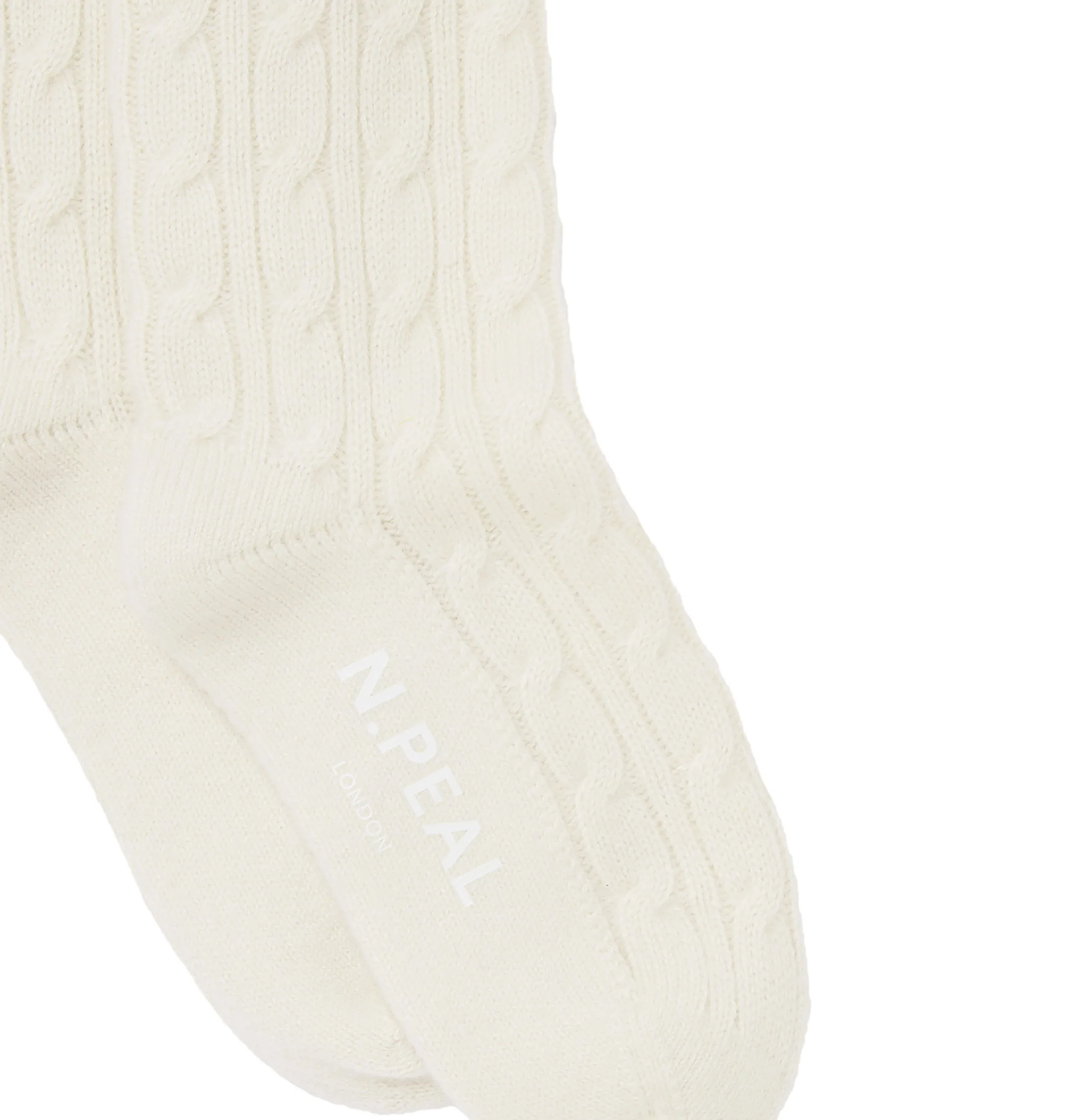 Women's Cable Cashmere House Socks New Ivory White - Image 2