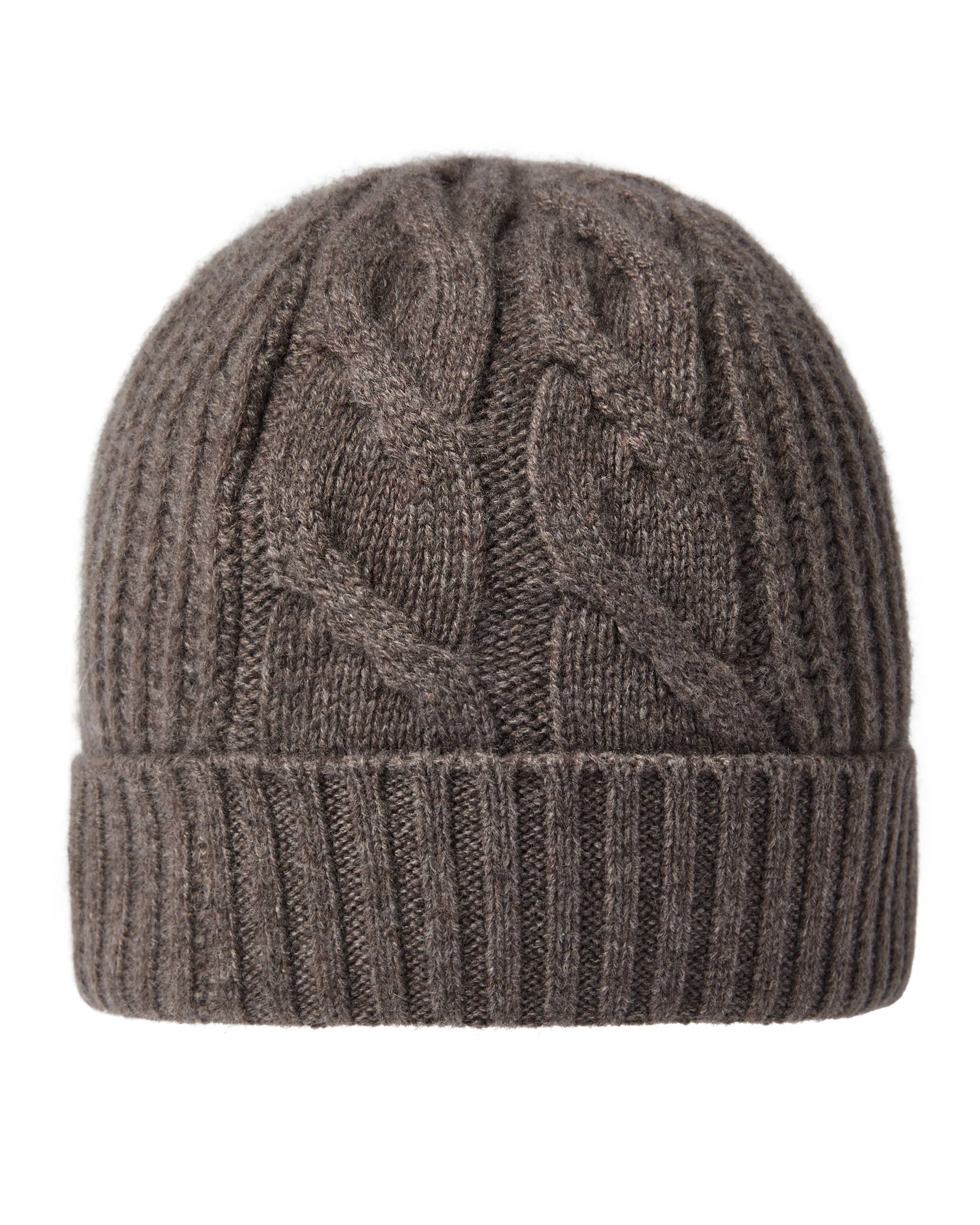 Women's Cable Rib Cashmere Hat Otter Brown