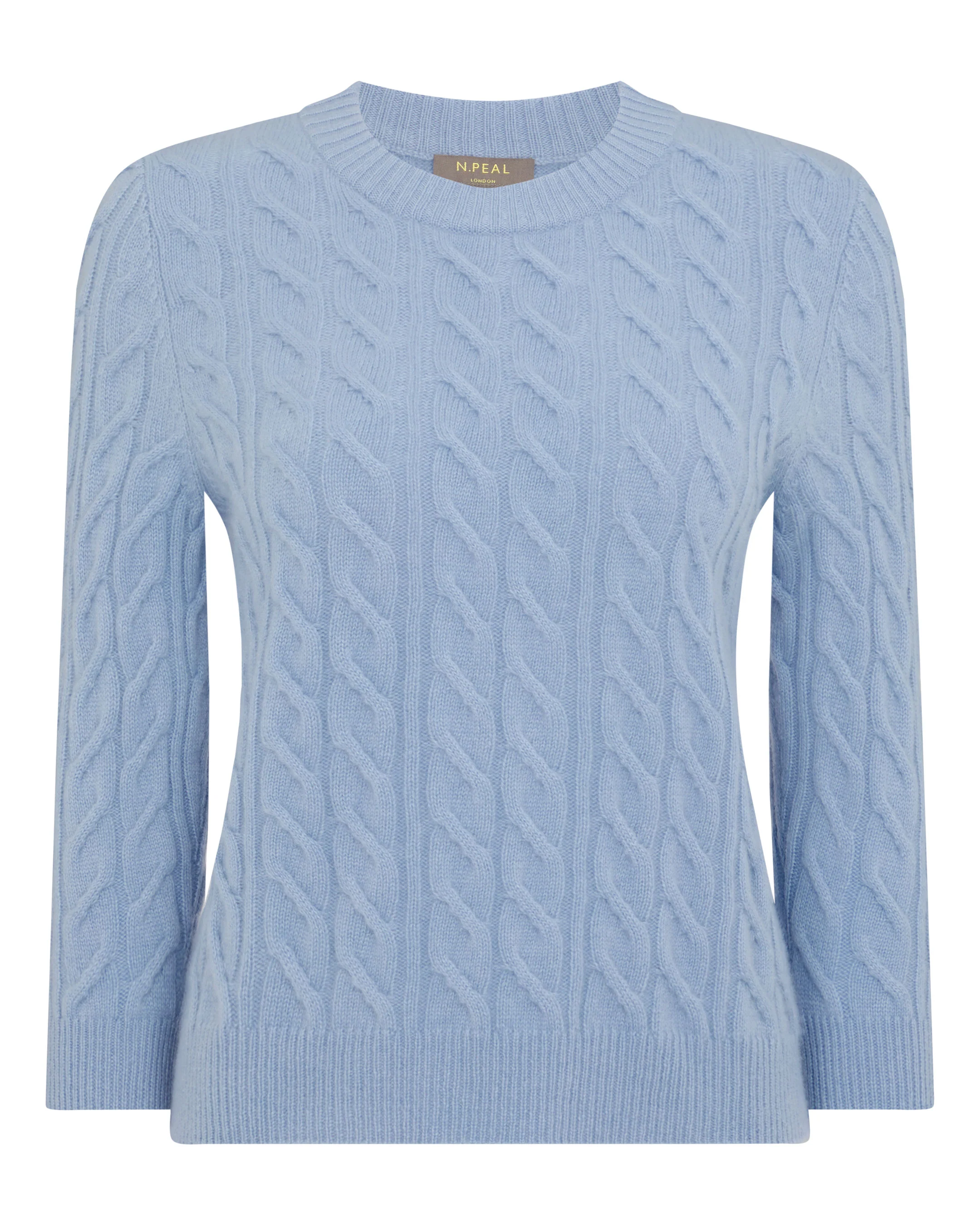 Women's Emilia Cable Round Neck Cashmere Jumper Sea Mist Blue - Image 2
